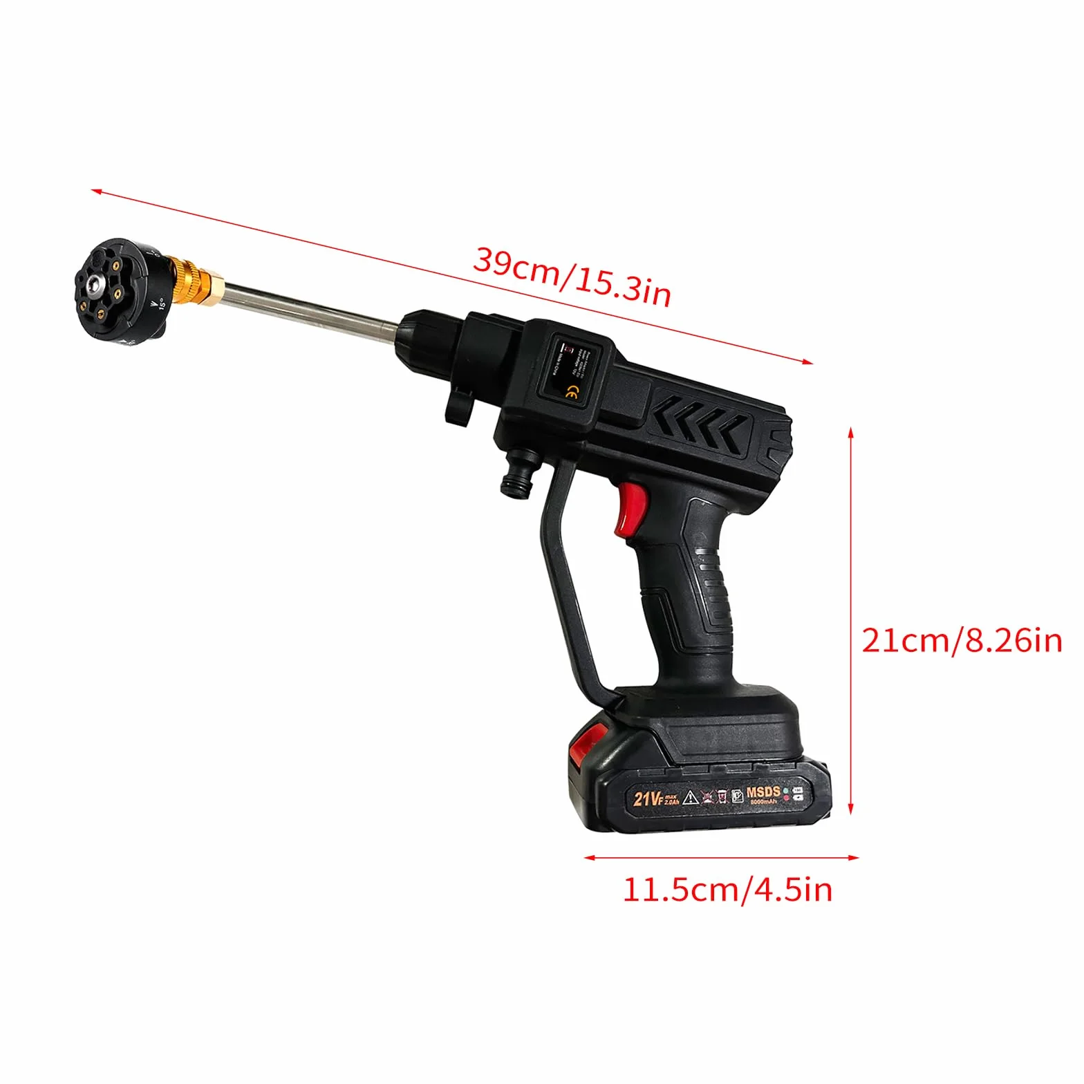 Shkalacar bezprzewodowa myjka ciśnieniowa 60 bar 300W myjka ciśnieniowa o wysokiej mocy z akumulatorem i dyszami 5w1 myjka ciśnieniowa bezprzewodowa do nawadniania czyszczenia samochodu podłogi