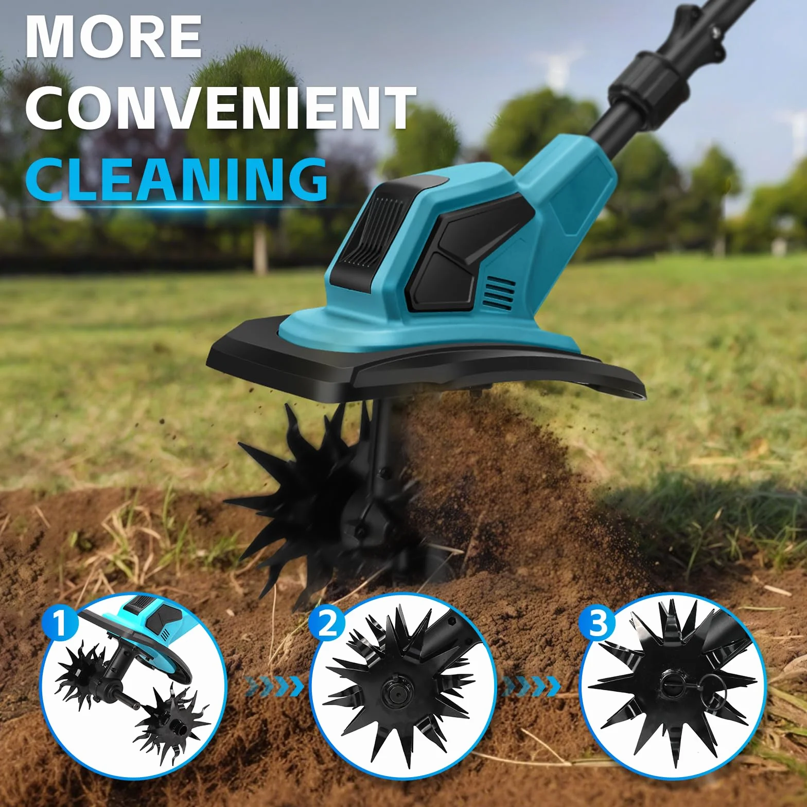 Akumulatorowa glebogryzarka kompatybilna z akumulatorem Makita 18 V, 550 W, składana, szerokość robocza 32 cm, głębokość robocza 18 cm, bezszczotkowa glebogryzarka, elektryczna glebogryzarka do ogrodu