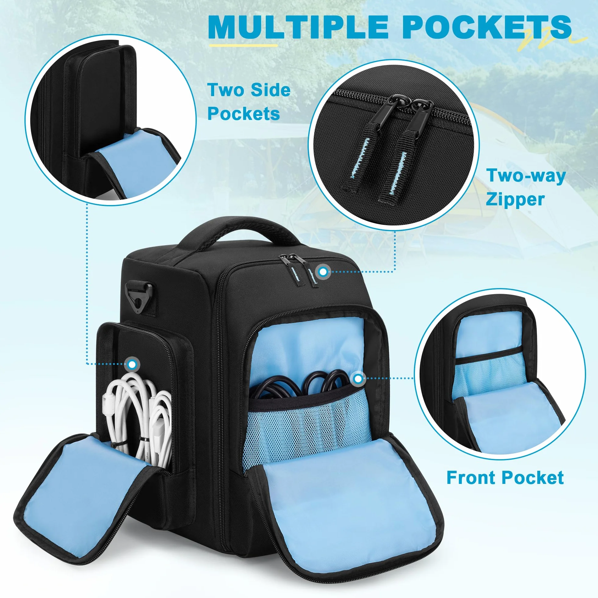 Trunab Torba kompatybilna z Anker SOLIX C300 Portable Power Station, outdoorowa torba generatora słonecznego z wieloma przegródkami, na kemping, w podróż i w sytuacjach awaryjnych