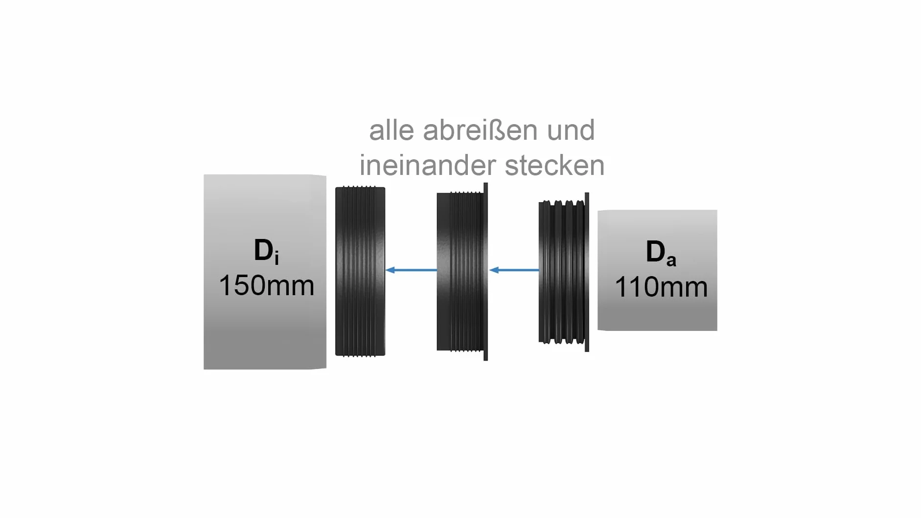 Crassus Adapter kombi CKA, TPE, 1 sztuka, 150-125/110 mm, CRA10107