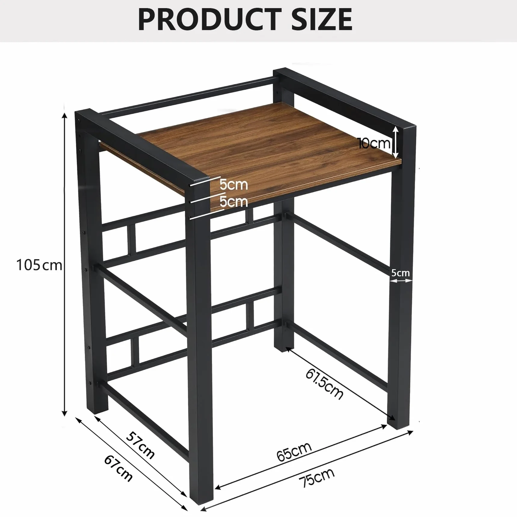 Regał na pralkę, suszarkę, regał do pralki z 3 regulowanymi wysokościami, nośność 350 kg, szafka do pralki i suszarki, 75 x 67 x 105 cm (czarny)