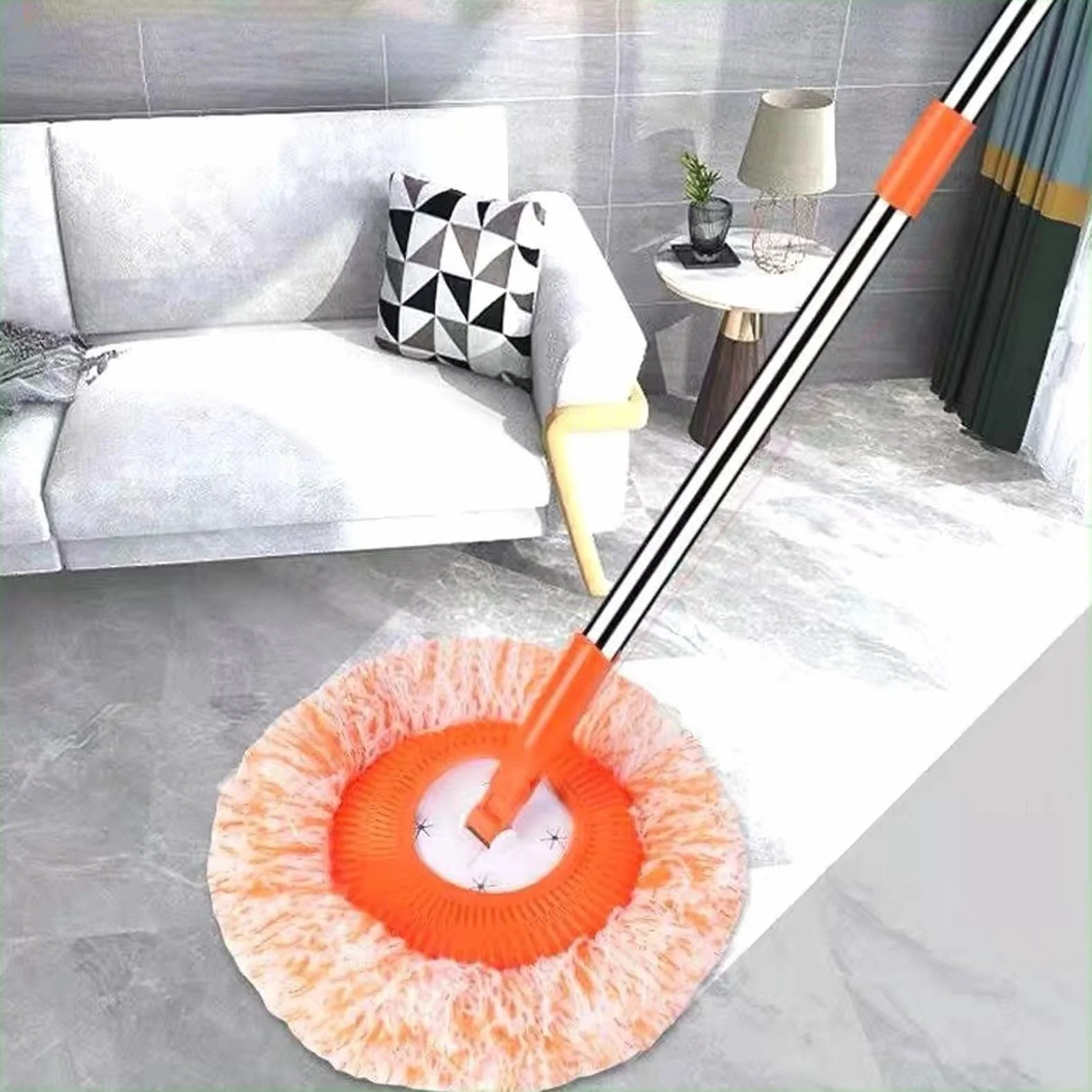 Mop Do Czyszczenia Z Możliwością Obrotu O 360° I Długą Rączką, Wielofunkcyjny, Do Czyszczenia Domu, Na Ścianę, Sufit, Okno, Podłogę(Orange,1.5m)