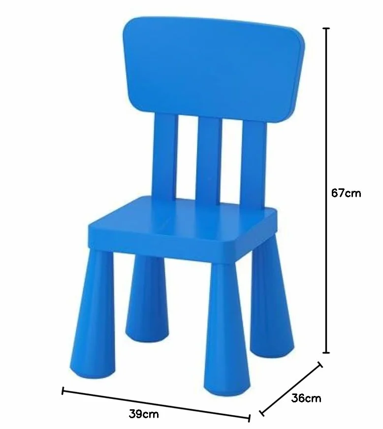 IKEA Mammut krzesło dziecięce z mocnego niebieskiego tworzywa sztucznego, 39 x 36 x 67 cm