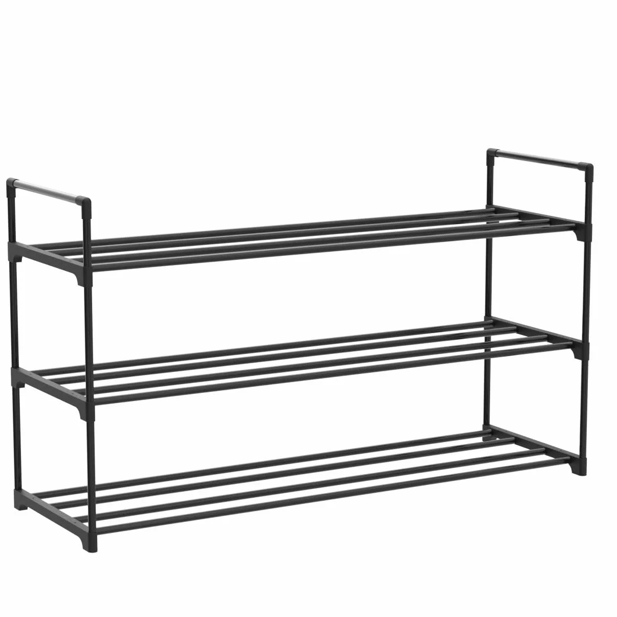 SONGMICS regał na buty 2-częściowy zestaw 3 półki metal czarny LSA06BK