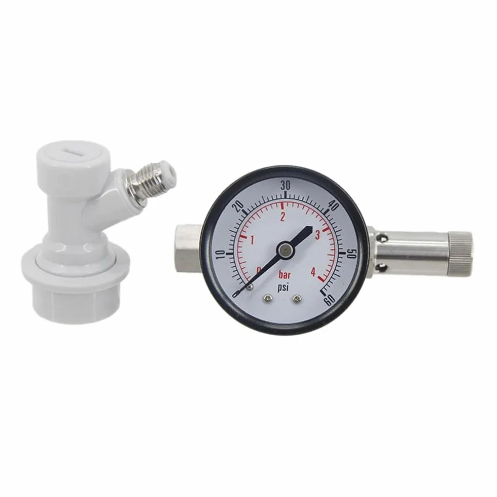 Valves, Ball Lock Quick Disconnect with Pressure Gauge and Adjustable Spunding Valve 0-30 Psi Homebrew Kegging Pressure Transfer