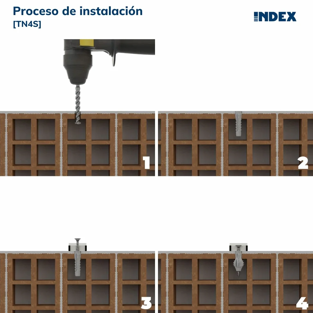Index Fixing Systems tn4s – zestaw 25 kołków 4 segmenty do wszystkich rodzajów materiałów (nylon, 12 x 60 mm, Ø 12 mm