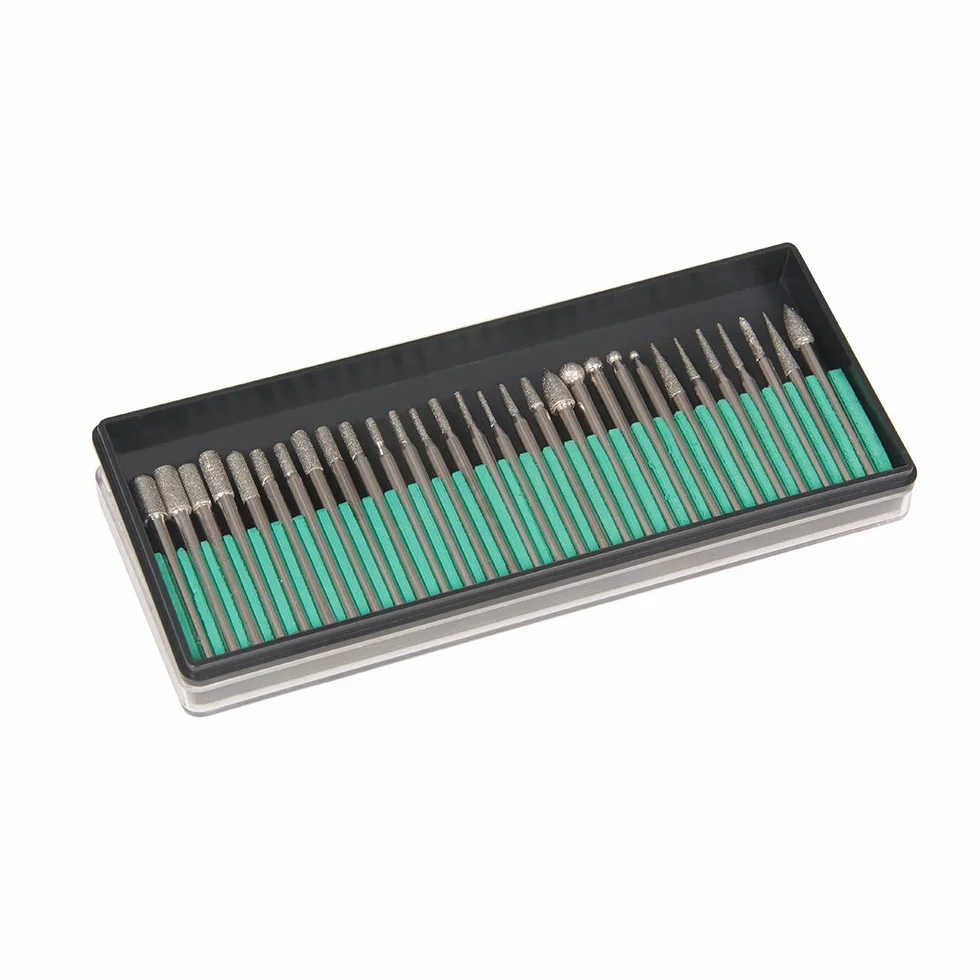 Silverline 722878 Diamentowe ołówki szlifierskie do narzędzi obrotowych, 30-częściowy zestaw trzpienia: 3,17 mm