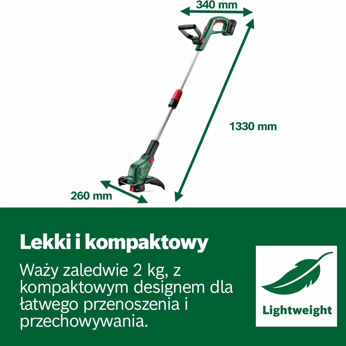 Bosch: akumulatorowa podkaszarka do trawy UniversalGrassCut 18V-26-500 (do podkaszania w poziomie i pionie, czas ładowania: 65 min, średnica cięcia: 26 cm, system 18V, bez akumulatora)