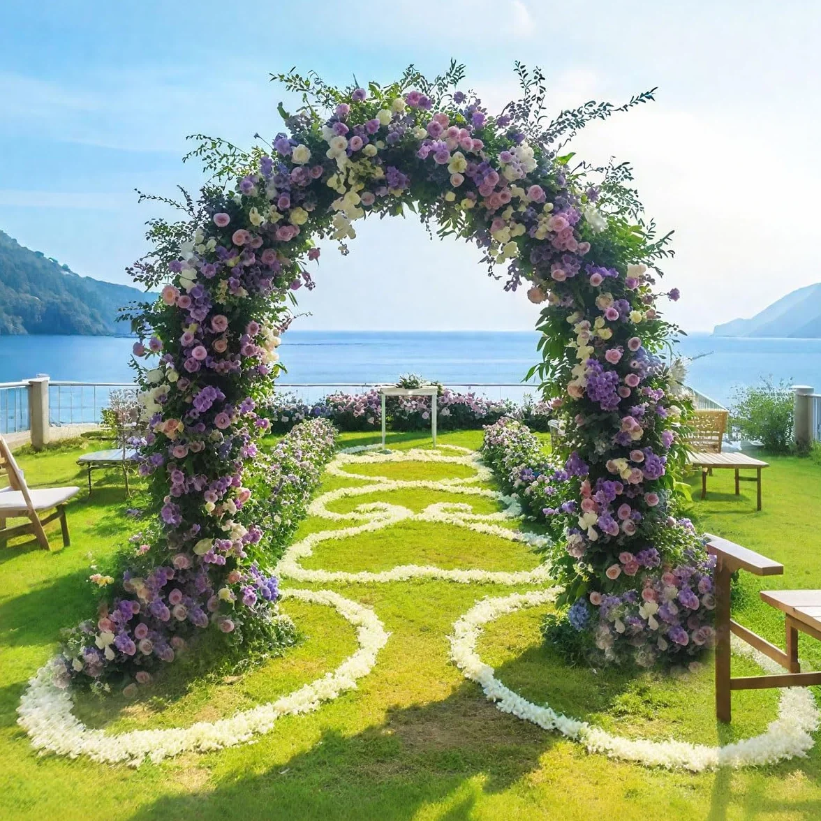 Nierdzewny metalowy łuk ogrodowy krata do roślin pnących na zewnątrz altana ślubna regulowana pergola (180-350 cm) do dekoracji patio i podwórka trwała i stylowa (brązowy szer. x wys.: 140 x 270 cm)