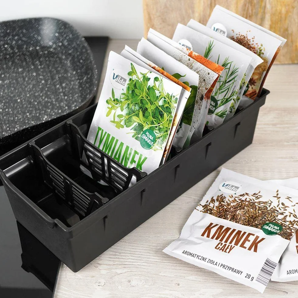Organizer kuchenny na przyprawy czarny 30x13x8 cm