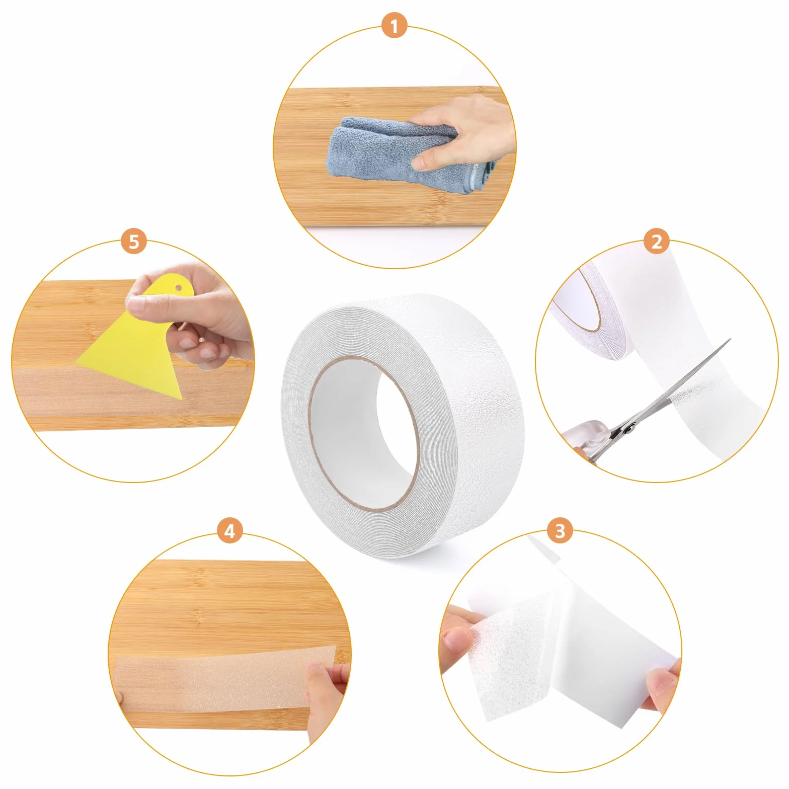 VMUTGA Taśma Antypoślizgowa, 5 cm x 10 m Antypoślizgowa taśma na schody Samoprzylepna, wodoodporna, antypoślizgowa, do użytku wewnątrz i na zewnątrz, przezroczysta
