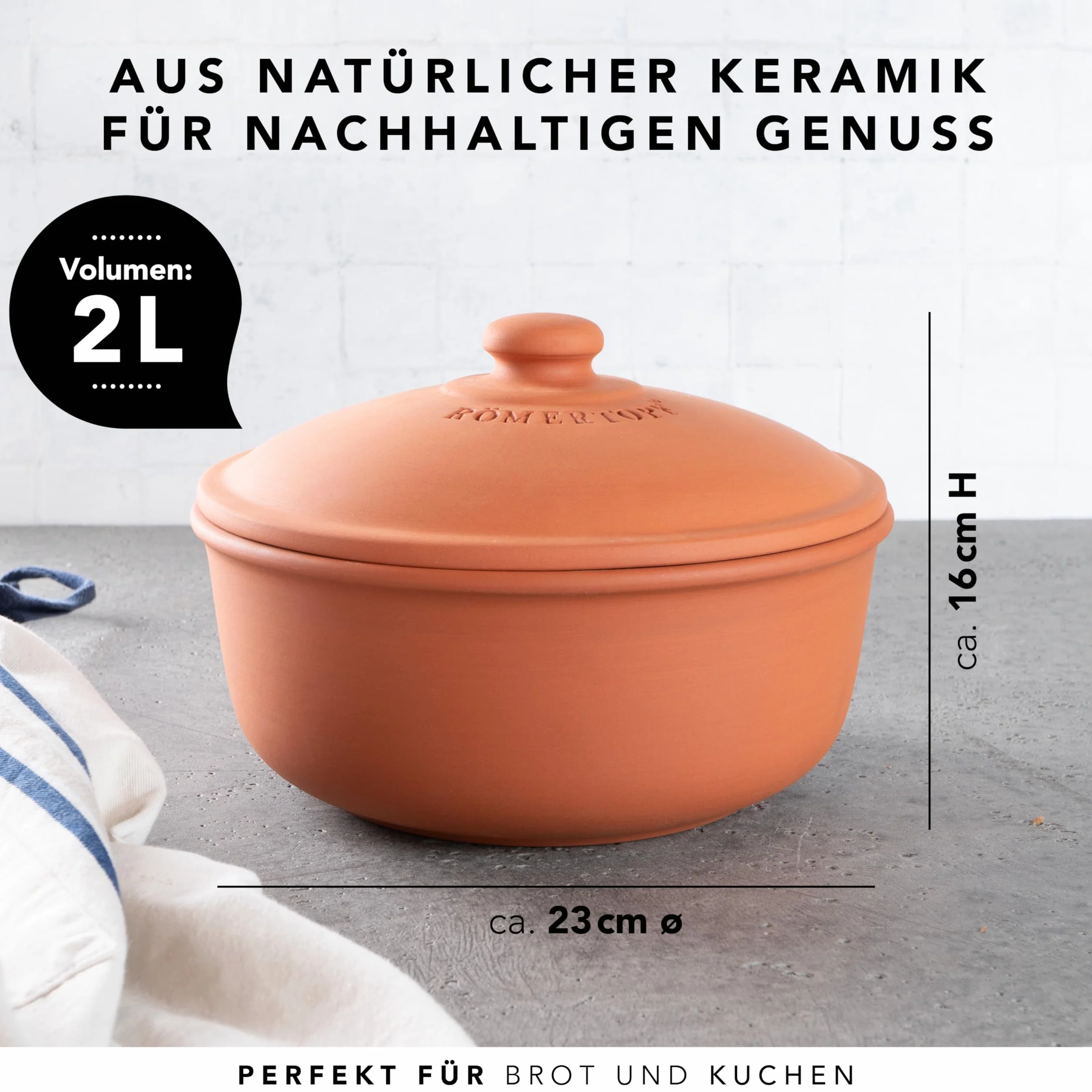 Römertopf garnek do pieczenia chleba terakota Ø 23,0 cm