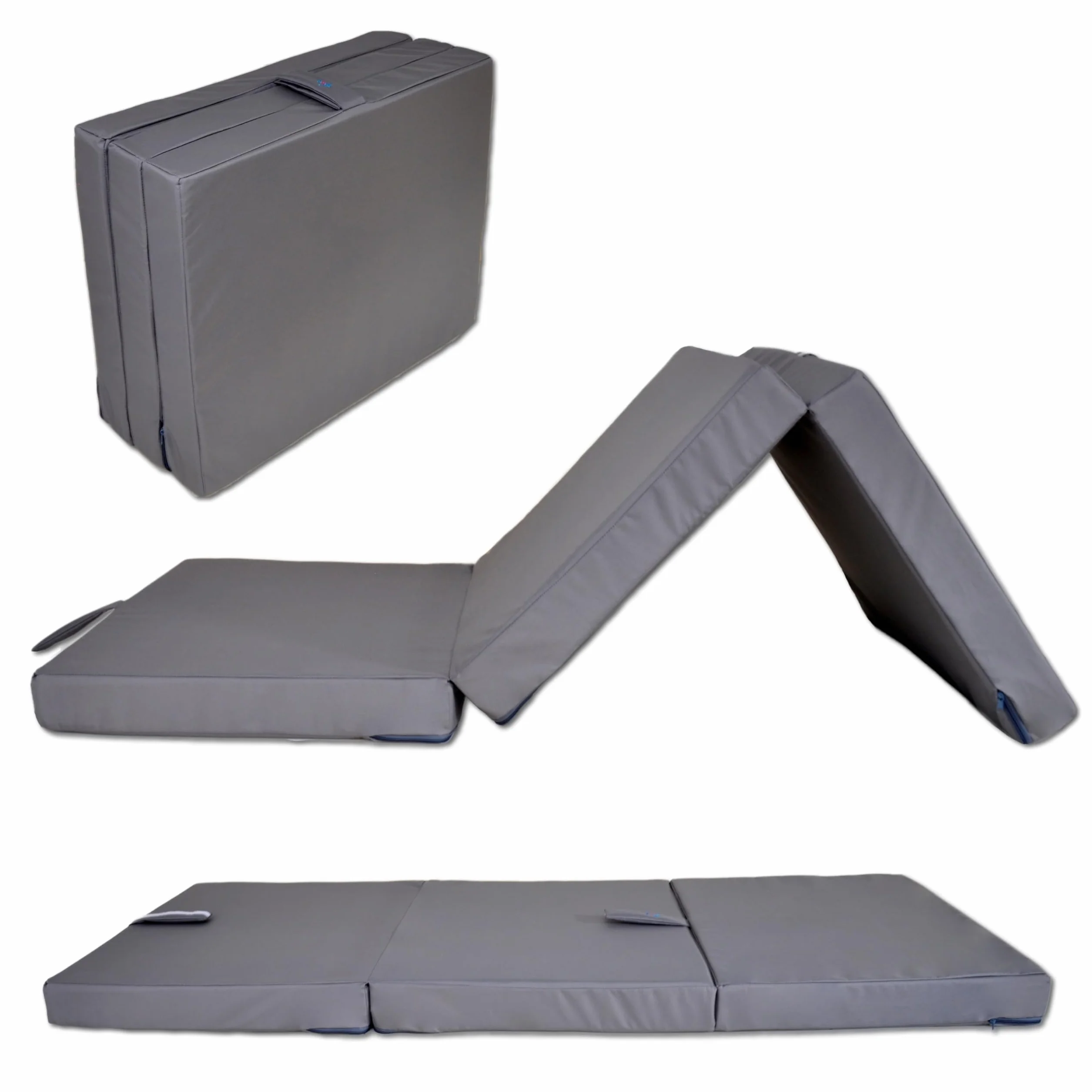 Składany materac 200x60x10 cm Wodoodporny Materac Kempingowy, 3-częściowy, Łóżko polowe, dla gości, Materac podłogowy, Materac do spania, kolor szary