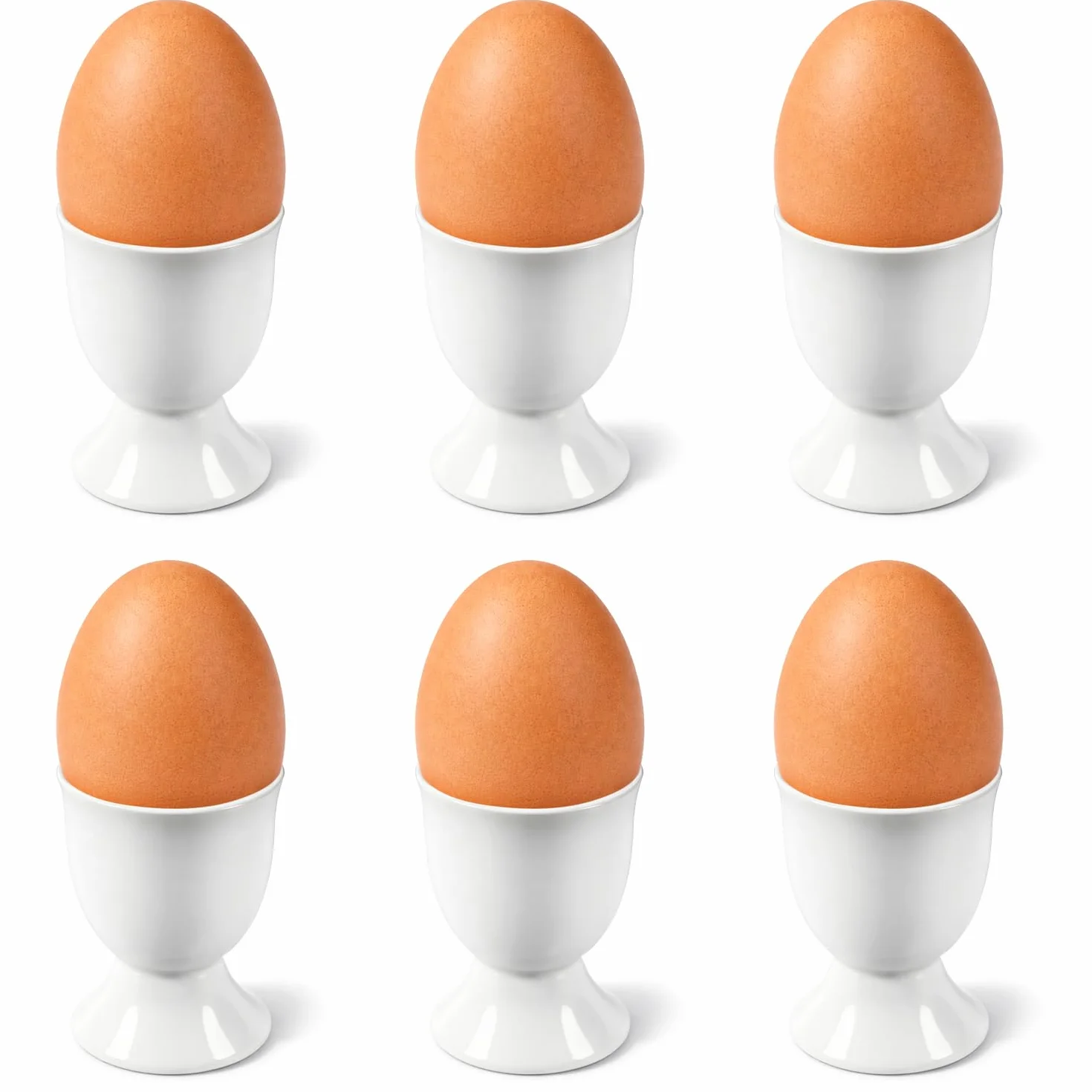 com-four® 6x Podstawki na Jajka z Ceramiki, biale uchwyty do stolu lub kuchni, do zmywarki i mikrofalówki, klasyczny zestaw (6 sztuk - Klasyczne)