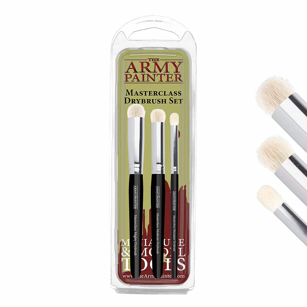 The Army Painter Masterclass drybrush set, Zestaw suchych pędzli w trzech rozmiarach dla zaawansowanych i profesjonalnych technik malowania figurek do gier fabularnych, planszowych i wojennych.