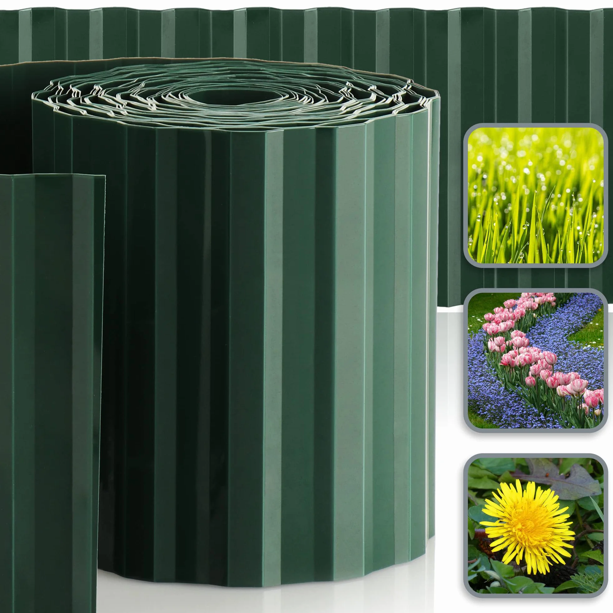 com-four® Plastikowe obrzeze trawnikowe - obrzeze rabatowe do trawników, rabat kwiatowych lub jako krawedz koszaca - dlugosc regulowana indywidualnie - 15 x 900 cm