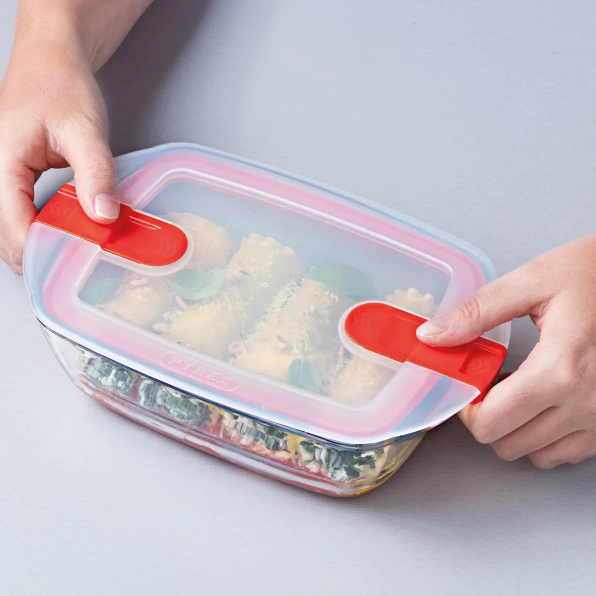 Pyrex 207PH00 Cook & Heat okrągły szklany pojemnik na żywność z pokrywką