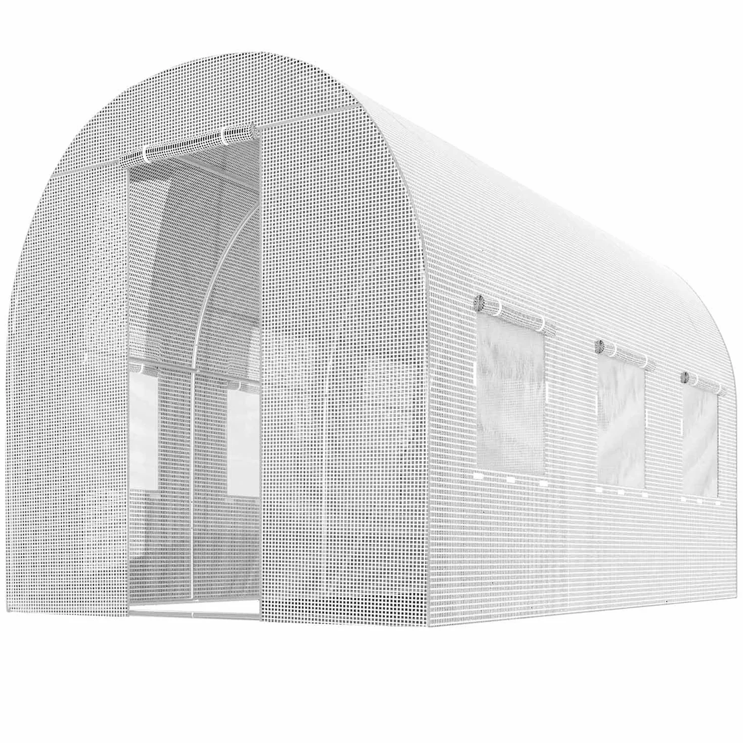 Szklarnia Foliowa Tunel Ogrodowy Stalowe Profile Okna Z Moskitierami 2 x 3,5 x 2 m 7m2 Biały