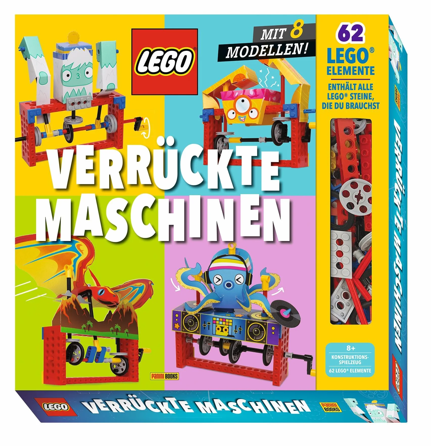 LEGO® Verrückte Maschinen: Mit 8 Modellen!: Geschenkbox mit Buch (64 Seiten), 62 LEGO® Elemente und 12 Papierbögen mit vorgestanzten Teilen