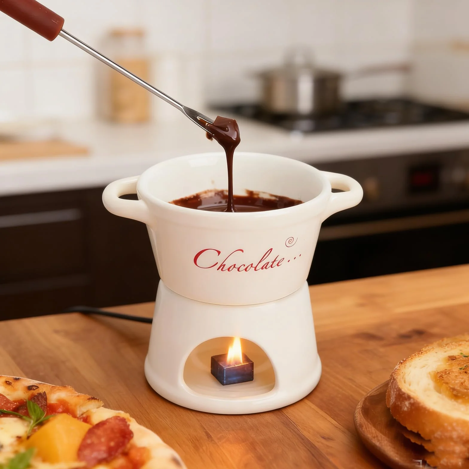 Zestaw ceramicznych kubków do fondue czekoladowego – podgrzewacz do podgrzewaczy fondue kubek z łyżeczką prezent dla miłośników czekolady – zestaw deserowy "zrób to sam" 300 ml na romantyczne