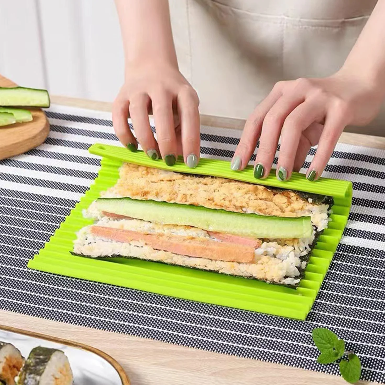 Silikonowa mata do sushi z łyżką do ryżu, narzędzia kuchenne