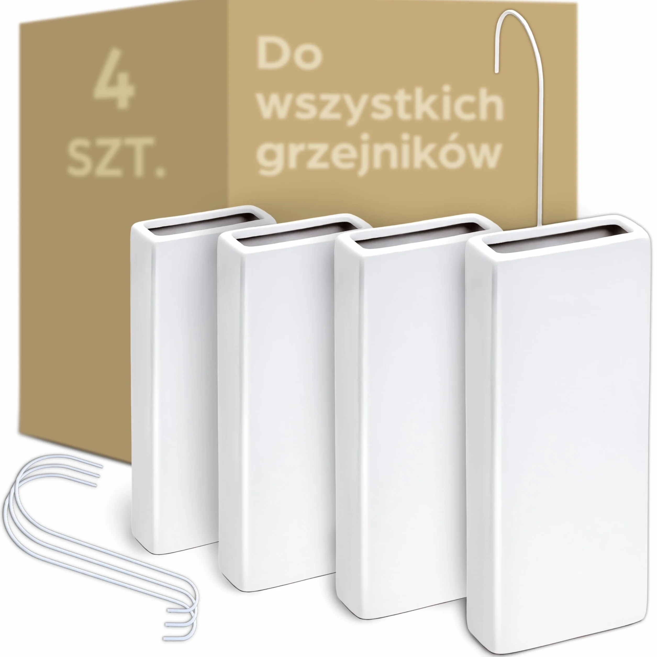 Ceramiczny Nawilżacz Powietrza - Zestaw 4 Sztuk - z Elastycznym Haczykiem do Zawieszania- Kontrola Wilgotności - Oszczędność energii - Wydajne Dostarczanie Wilgoci