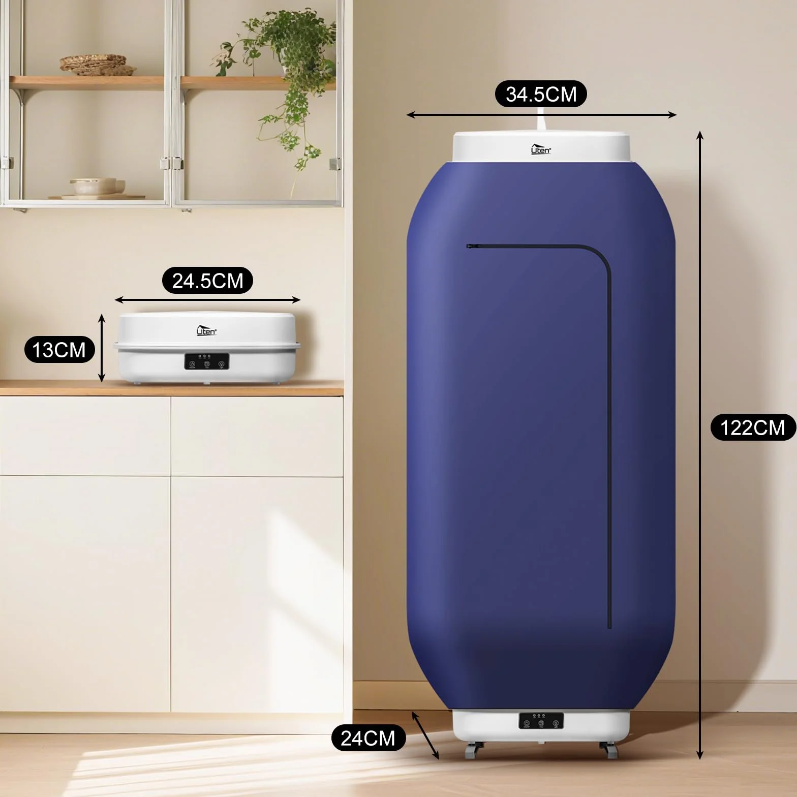 Uten Przenośna suszarka do ubrań 600 W z timerem, podwójne zastosowanie