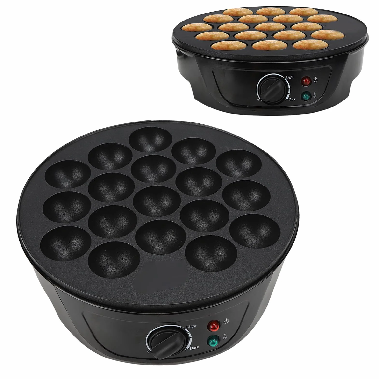 Elektryczna Maszyna Takoyaki 18 Okrągłych Foremek, Powłoka Nieprzywierająca, 750 W, Otwór 4 Cm