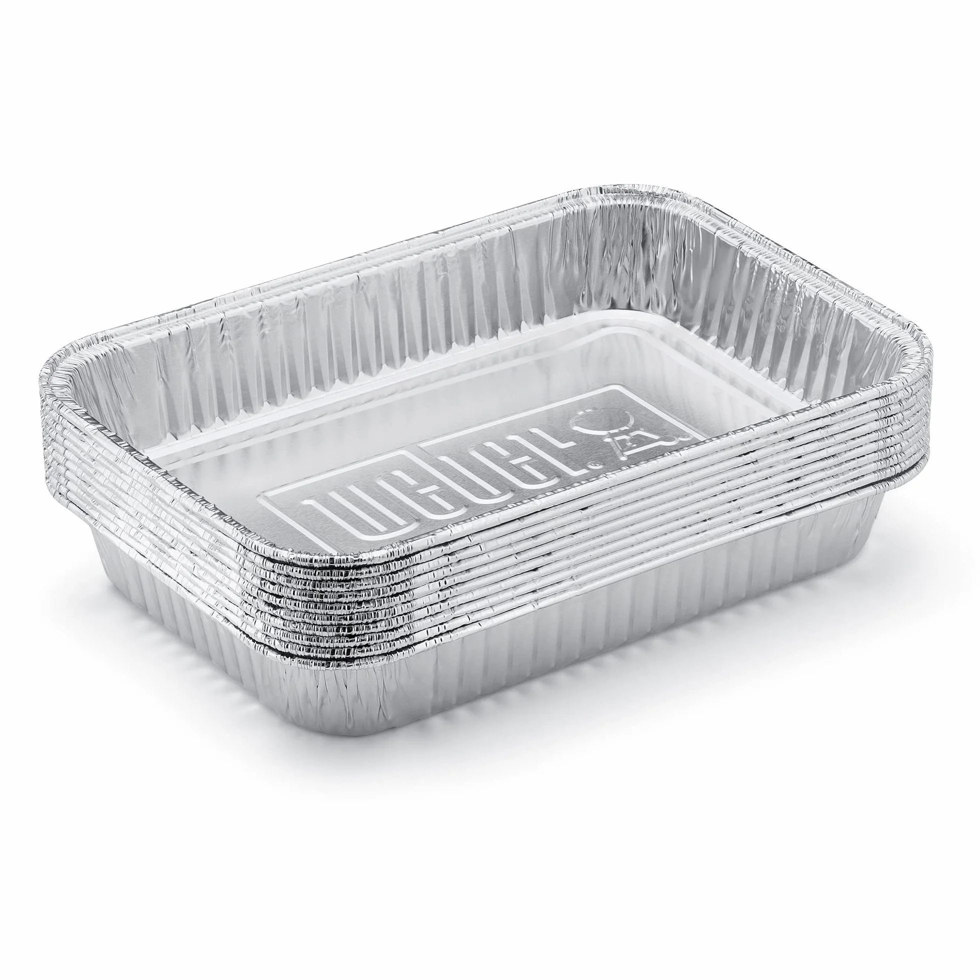 Aluminiowe tacki Weber, 6 sztuk, idealnie pasujące do Weber Q, Pulse, Lumin, Traveler, Genesis, Genesis II / LX 200 & 300 serii. Tacki na tłuszcz - Srebrne (6415)