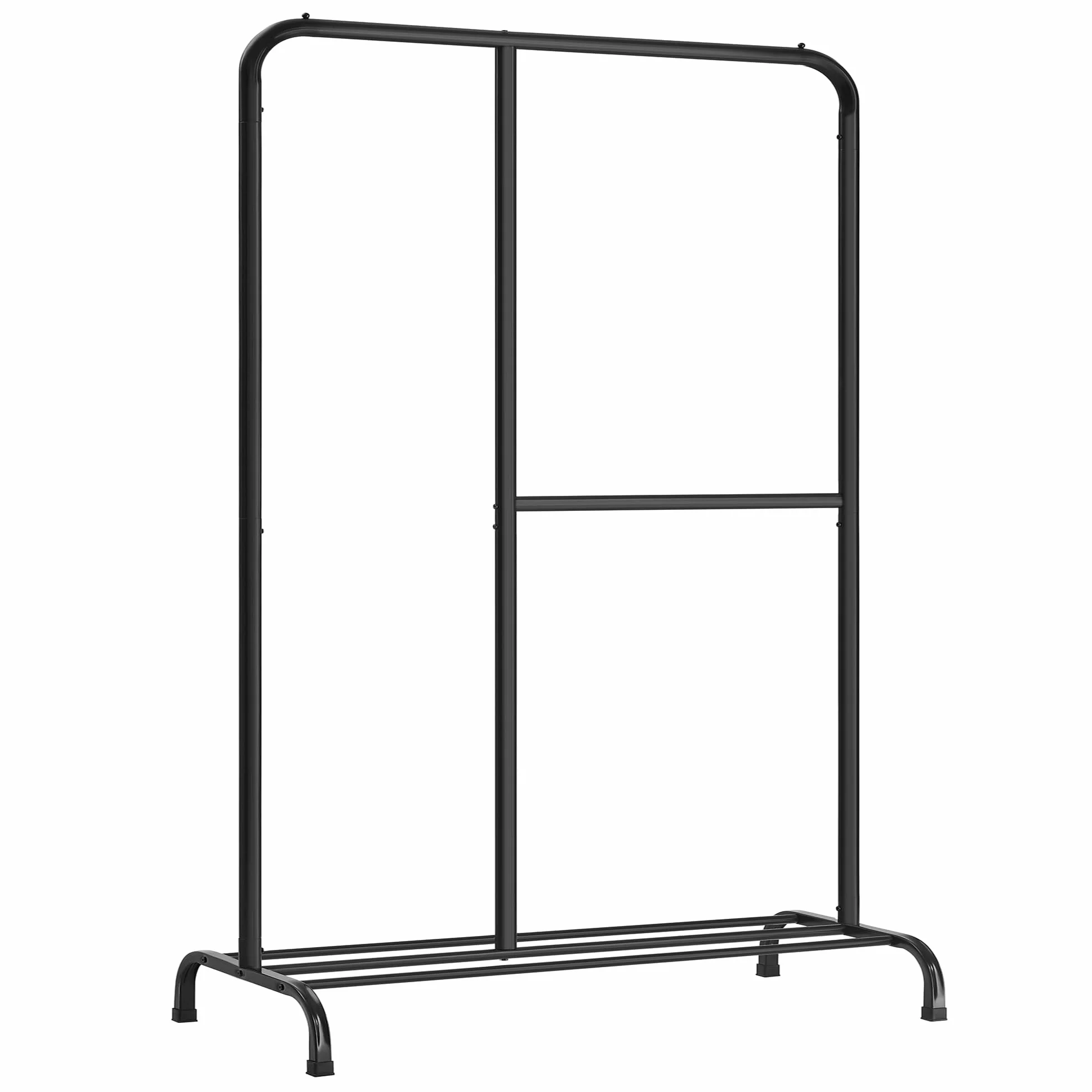SONGMICS wieszak na ubrania, wieszak na ubrania, garderoba, obciążenie 100 kg, z regulowanym drążkiem, półka do przechowywania, do sypialni, salonu, wejścia, czarny HSR103B01