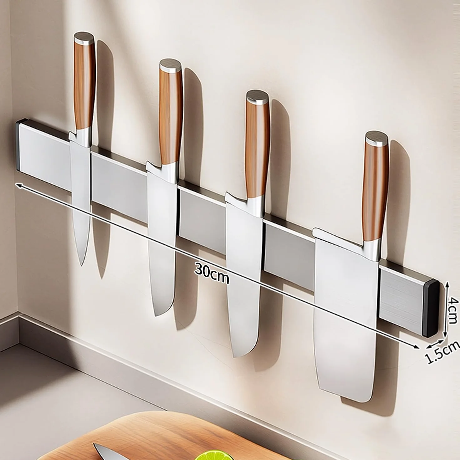 listwa magnetyczna do noży 30 cm – listwa magnetyczna do noży super strong magnetic no-punch self-adhesive stainless steel, uchwyt magnetyczny do noży Do noży kuchennych, nożyczek