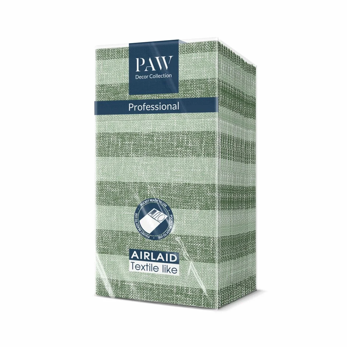 Serwetki z Airlaid PAW 25 sztuk naturalne zielone paski lniane na wesele chrzest komunię