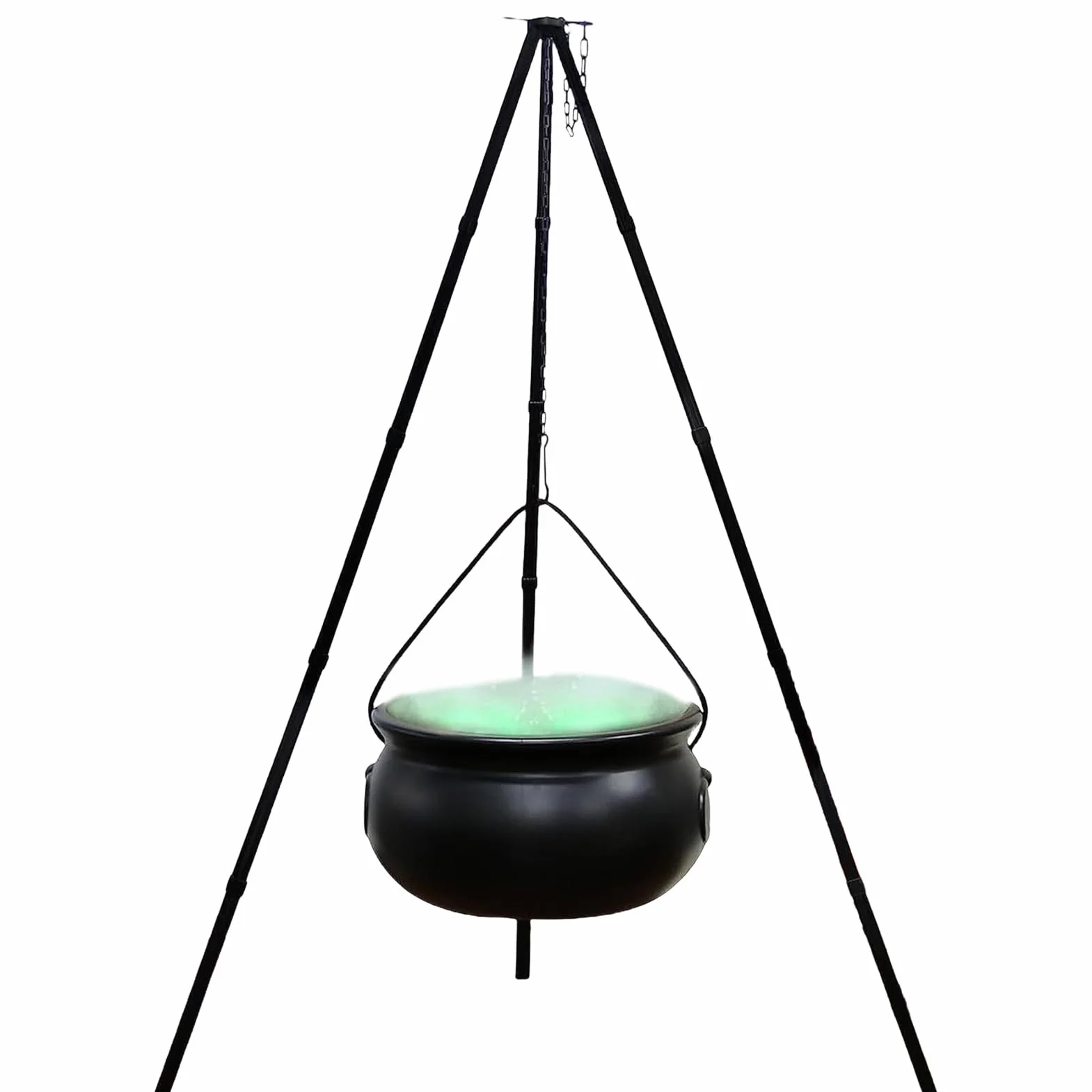 Halloween Cauldron Decoration, Vintage Black Pot with Glowing Lights on Tripod Stand, Spooky Witch Prop for Haunted House, Garden, Porch, Party Table for Yard, Kitchen, Indoor Use
