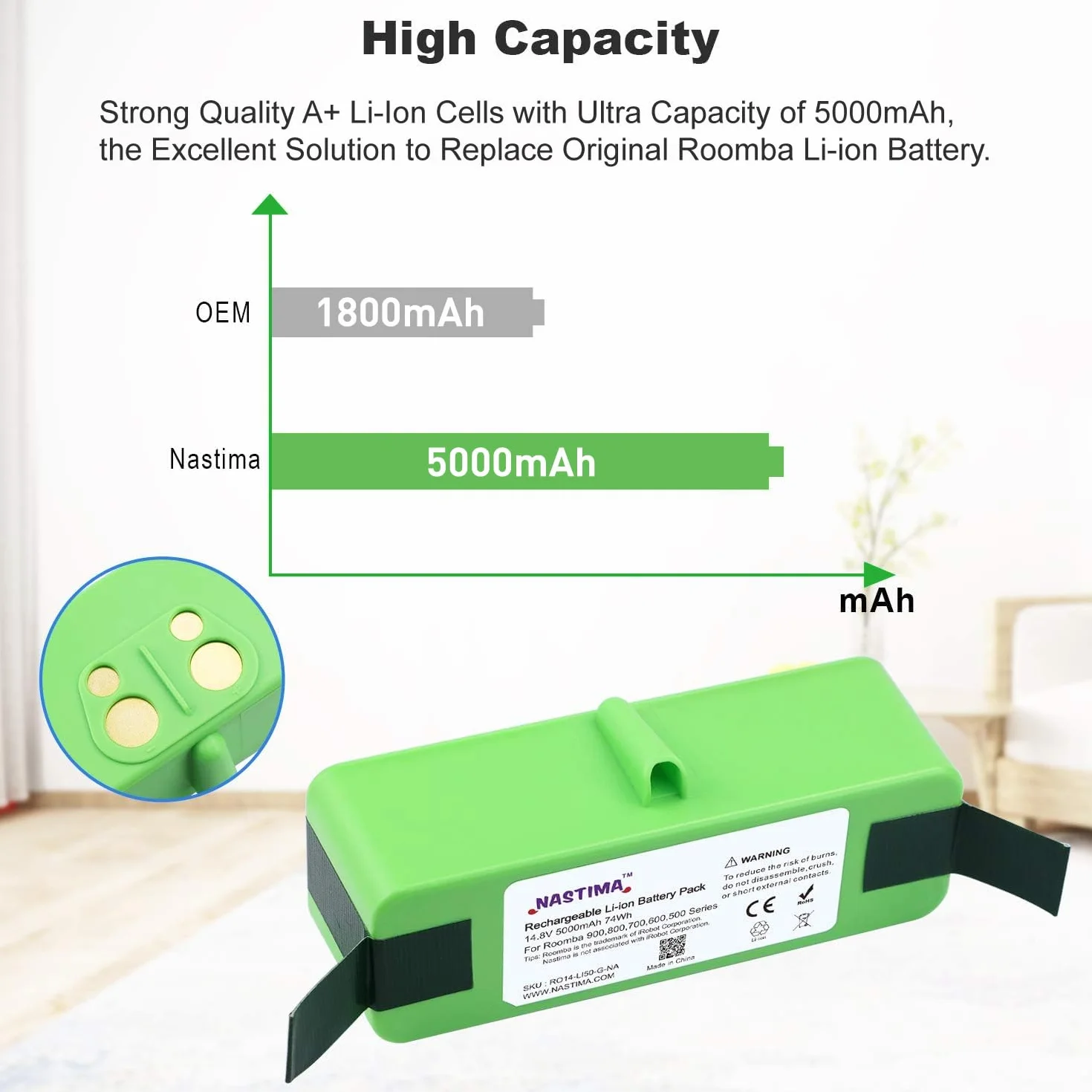 NASTIMA Upgrade 14,8 V 5000 mAh akumulator litowo-jonowy do Roomba 900 800 700 600 seria 985 980 960 895 890 880 870 860 790 780 770 760 695 680 675 650 640 614