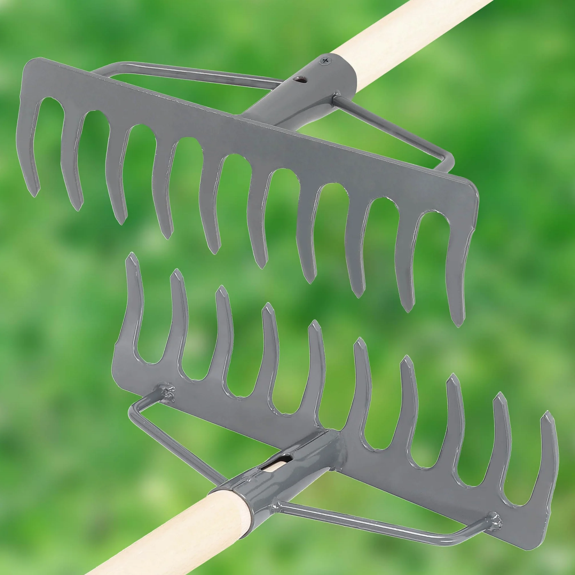 KOTARBAU® Grabie Metalowe - 26 cm - Grabie do Liści Trawy - 10 Zębów - Ogrodowe - Szare