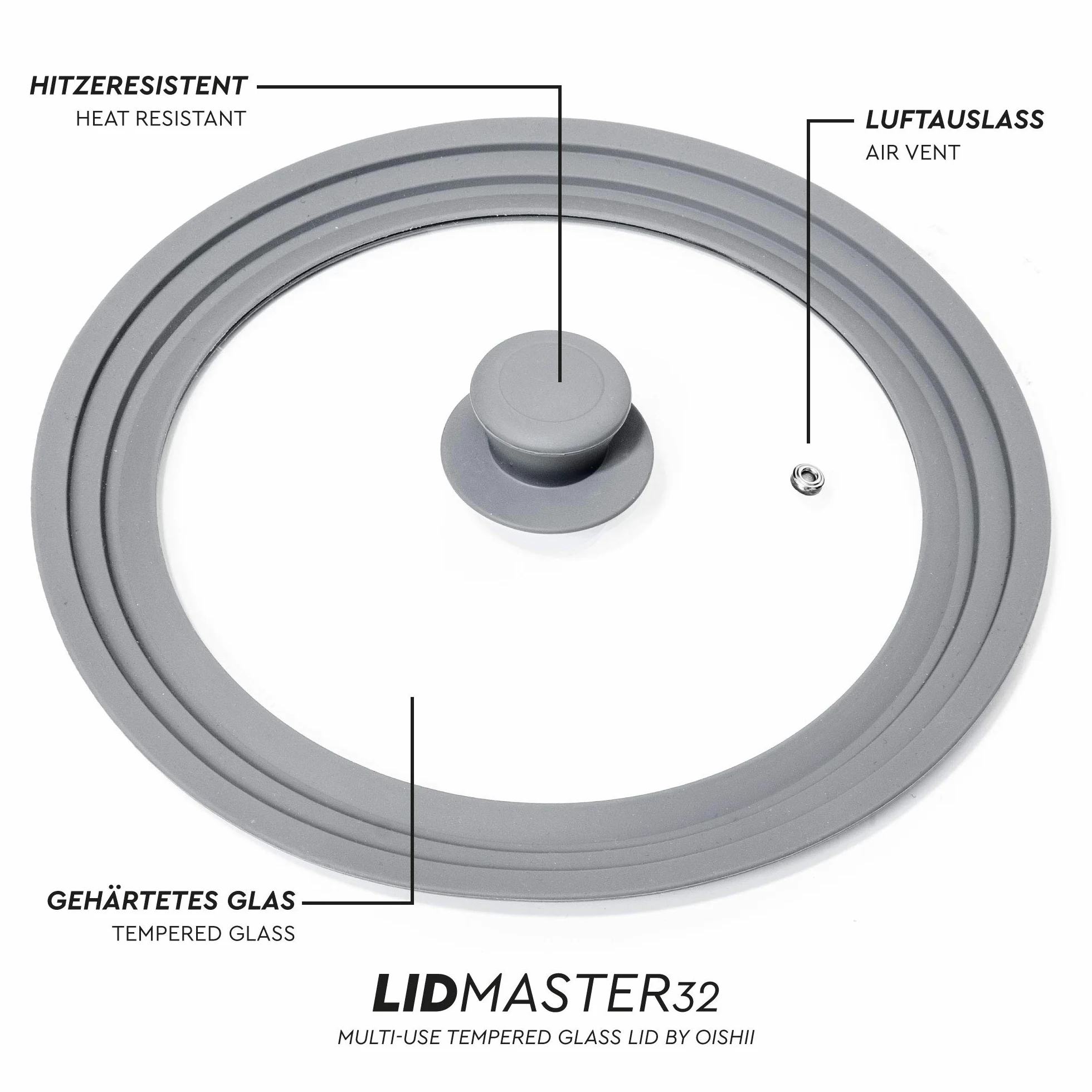 O-ishii Lidmaster uniwersalna szklana pokrywka do garnków 28-32 cm