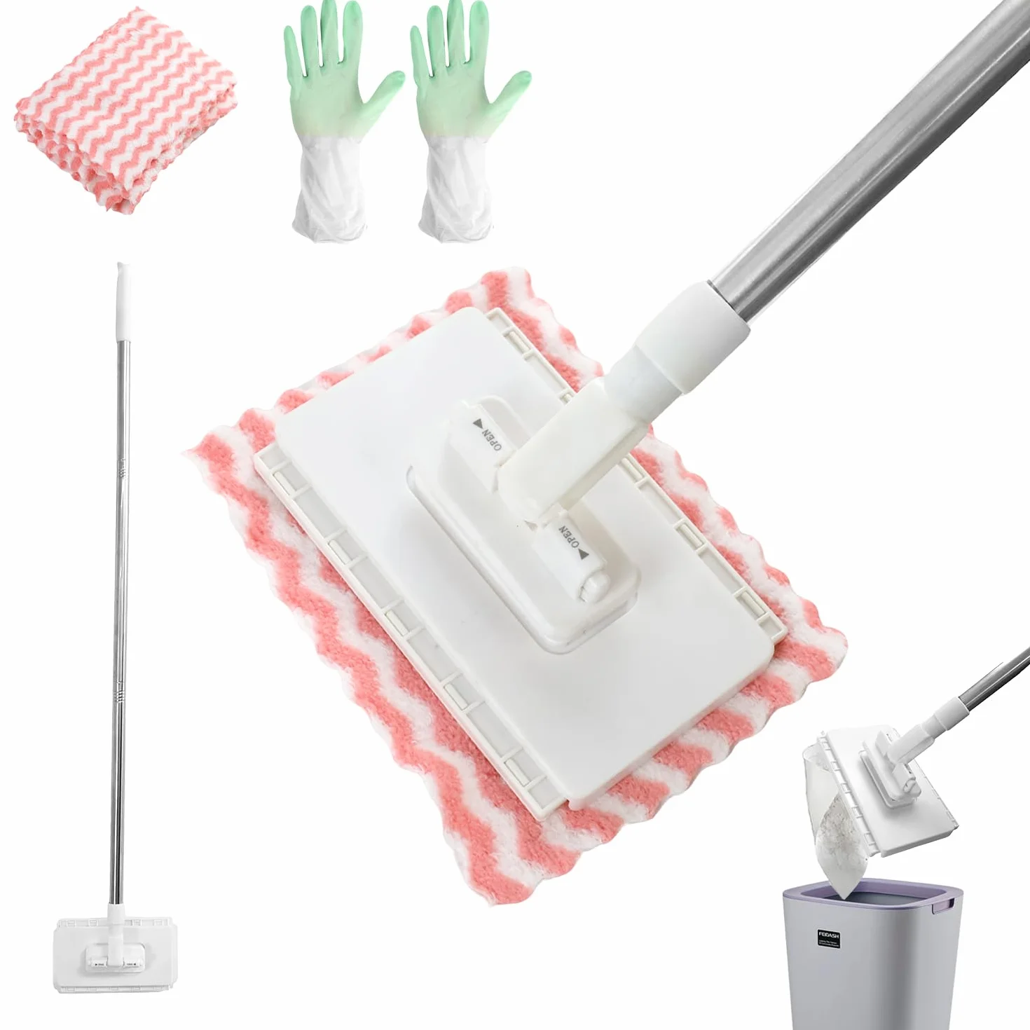 Mop podłogowy z systemem zaciskowym 100 cm 10 ściereczek