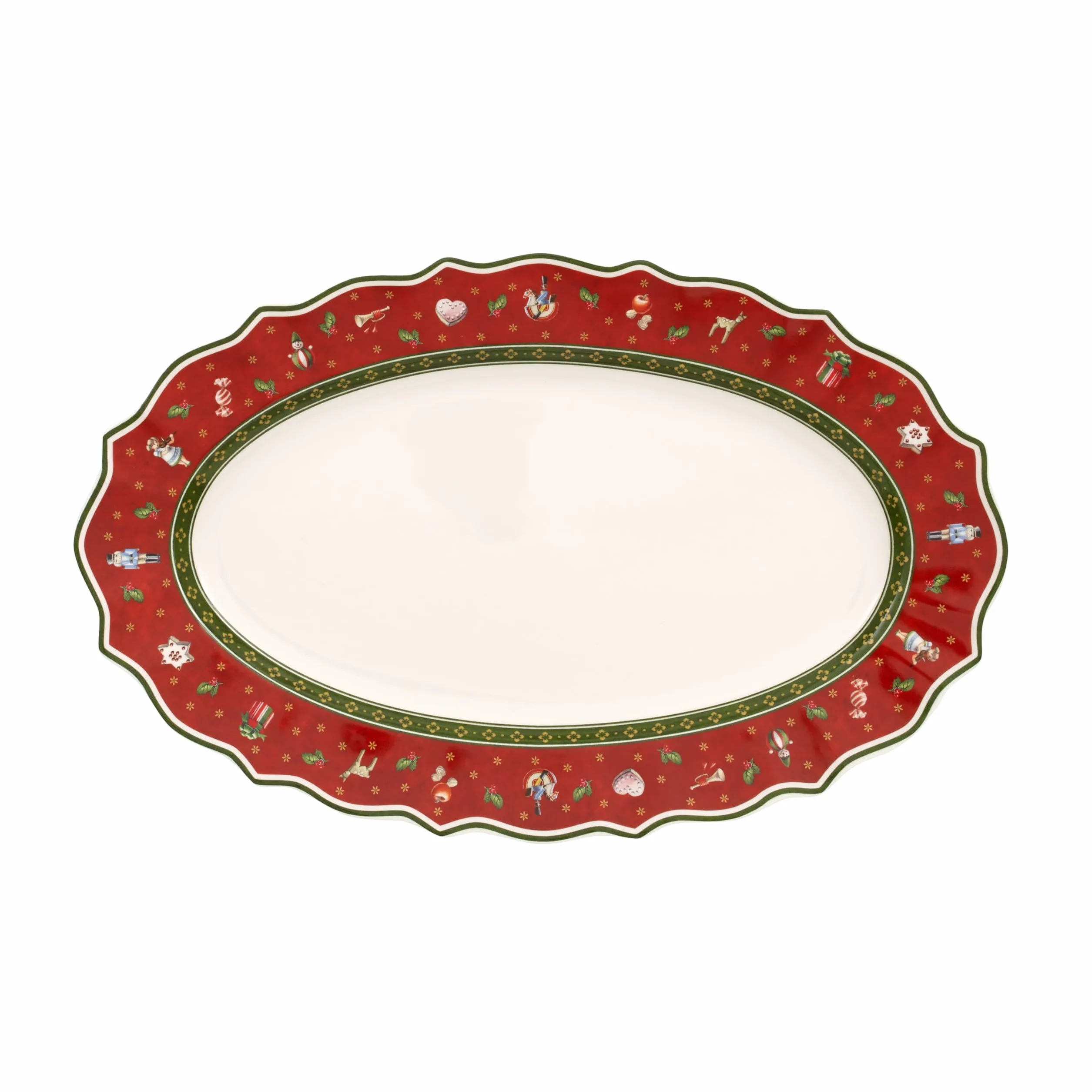 Villeroy & Boch Toy'S Delight Półmisek, Porcelana, Czerwony/Biały, 38.5 x 23.5 cm