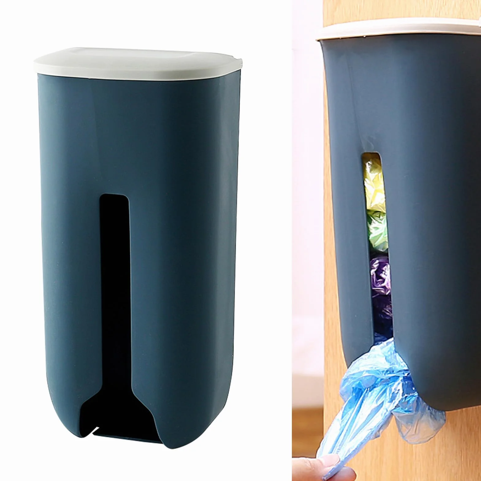 aqxreight Dozownik Toreb na Zakupy Prosty Nowoczesny Duża pojemność Wytrzymały Łatwa Instalacja Plastikowy Organizer do Toreb do Kuchni Sypialnia Ciemnoniebieski i w śmieciach Duży Ten łatwy w