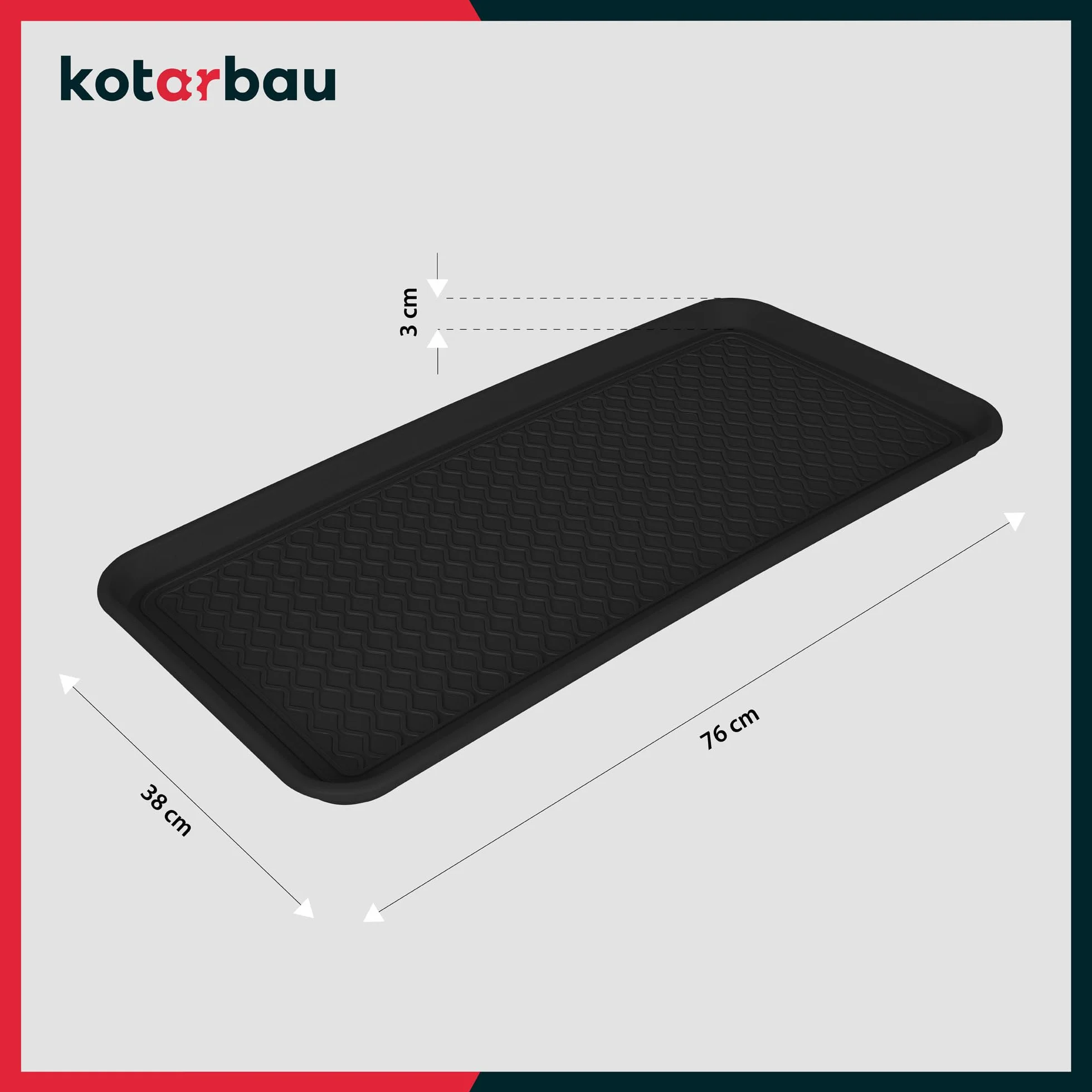 KOTARBAU® Zestaw 2 szt Ociekacz na Buty - 38 X 76 cm - Podstawka Na Mokre Buty - Mata do Przedpokoju - Czarna