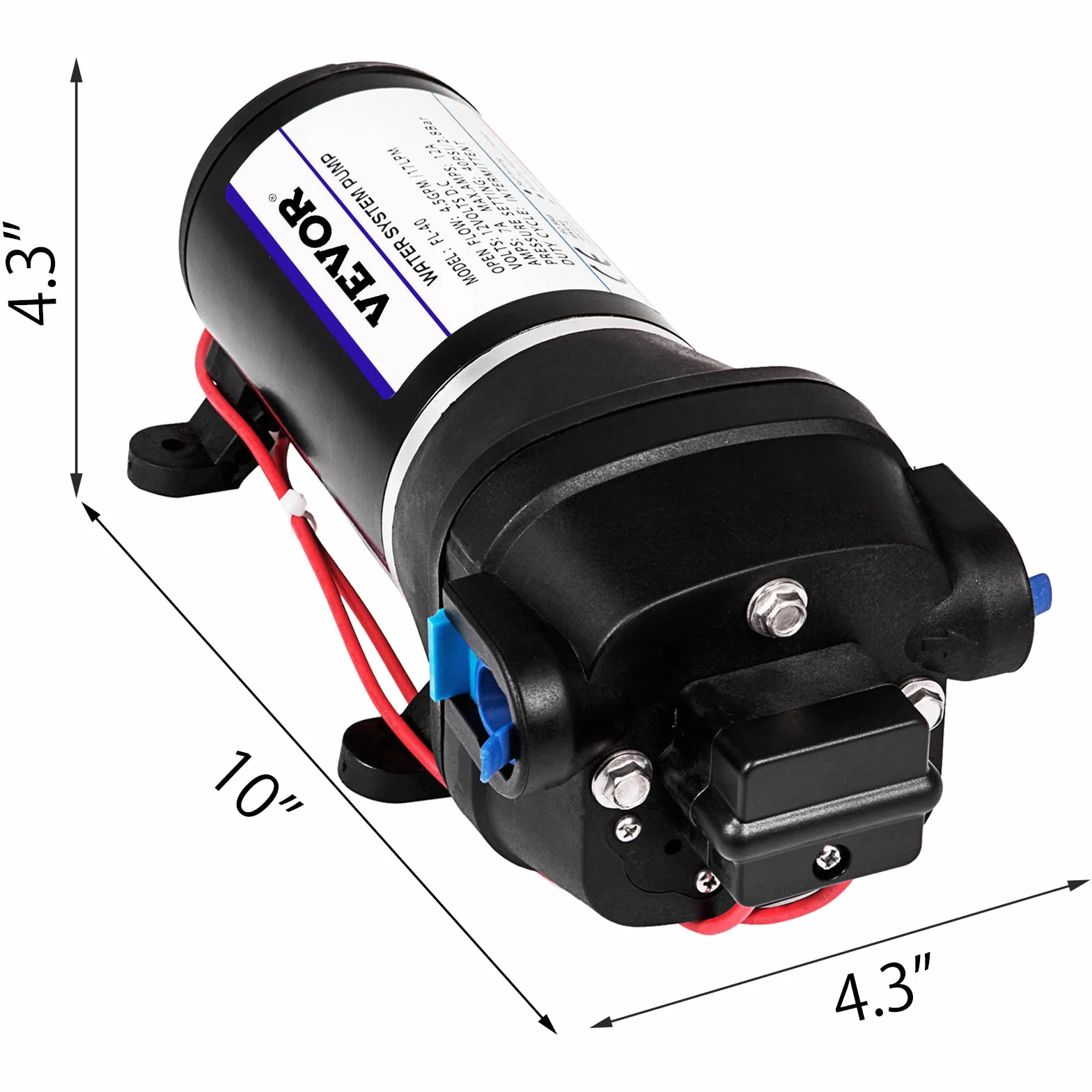 Fl-40 pompa wodna ciśnieniowa 12 V, pompa membranowa 17 l/min, wysokociśnieniowa pompa wody do przyczep kempingowych, łodzi, kamperów, ogrodu,