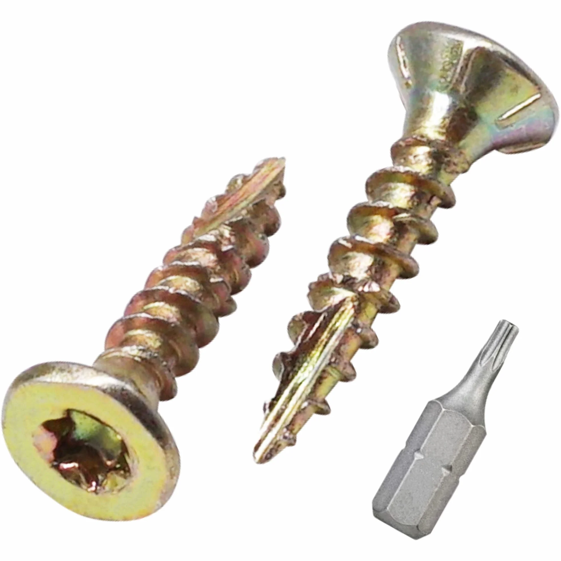 SKIR'CO (300 szt.) stal ocynkowana 3,0 x 16 mm żółte wkręty do drewna, z łbem stożkowym, z łbem Torx, typ 17, wkręty do płyt wiórowych