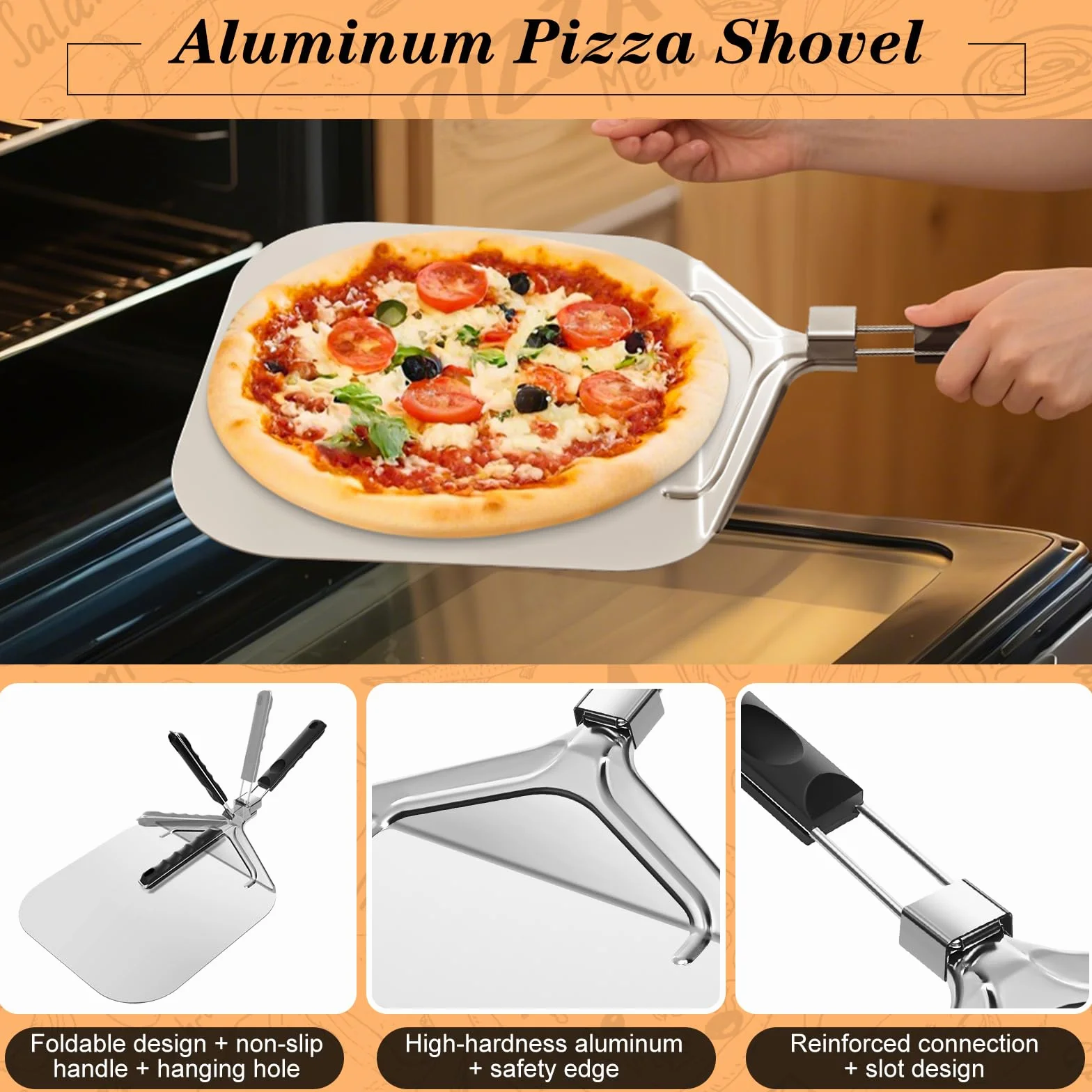 Aluminiowy Podnośnik do Pizzy XXL Składany 32x31,5 cm