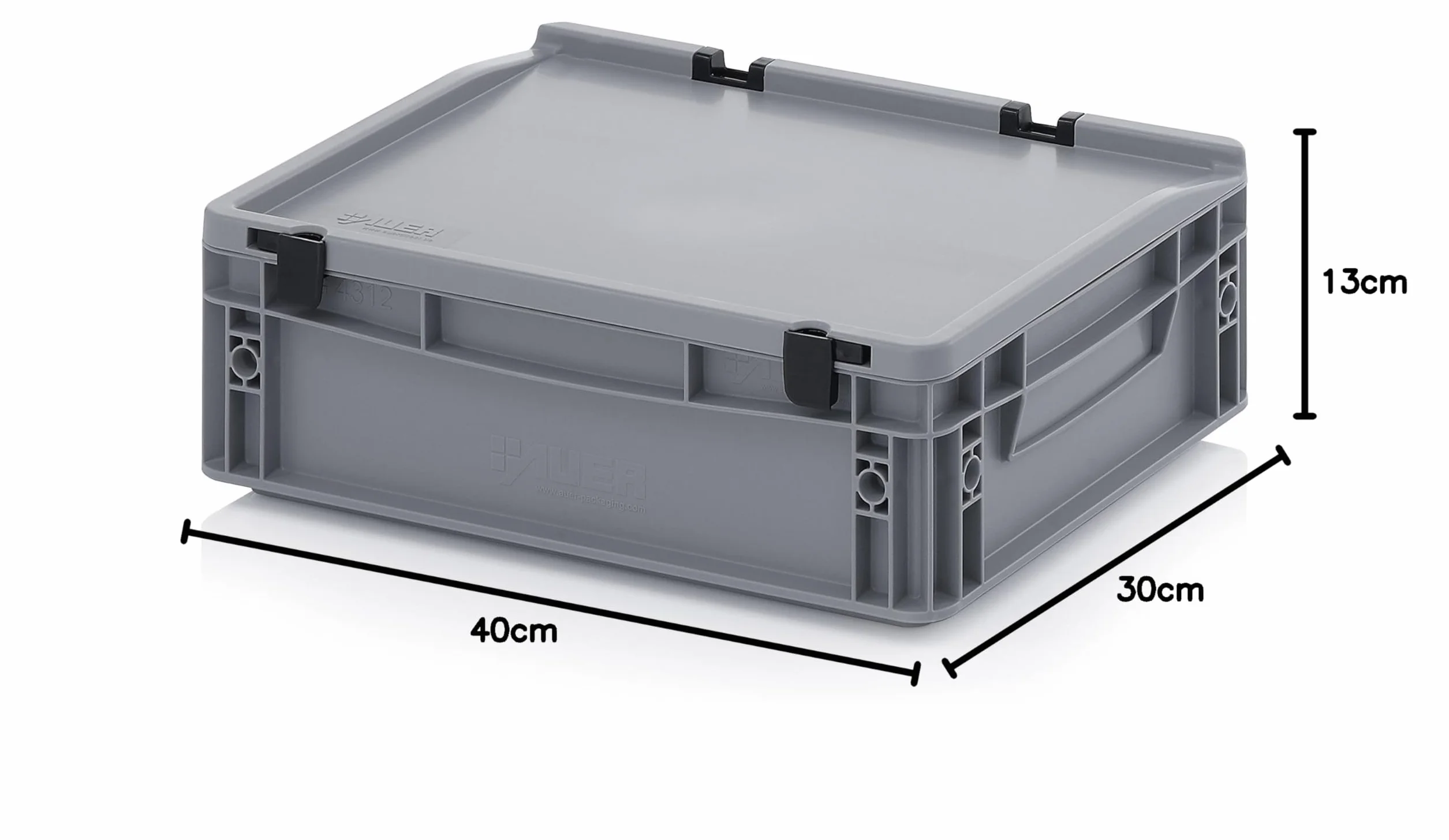 Auer Packaging Eurobox pojemnik Eurobox 40 x 30 x 13,5 cm z pokrywą na zawiasach wraz z calówką gratis