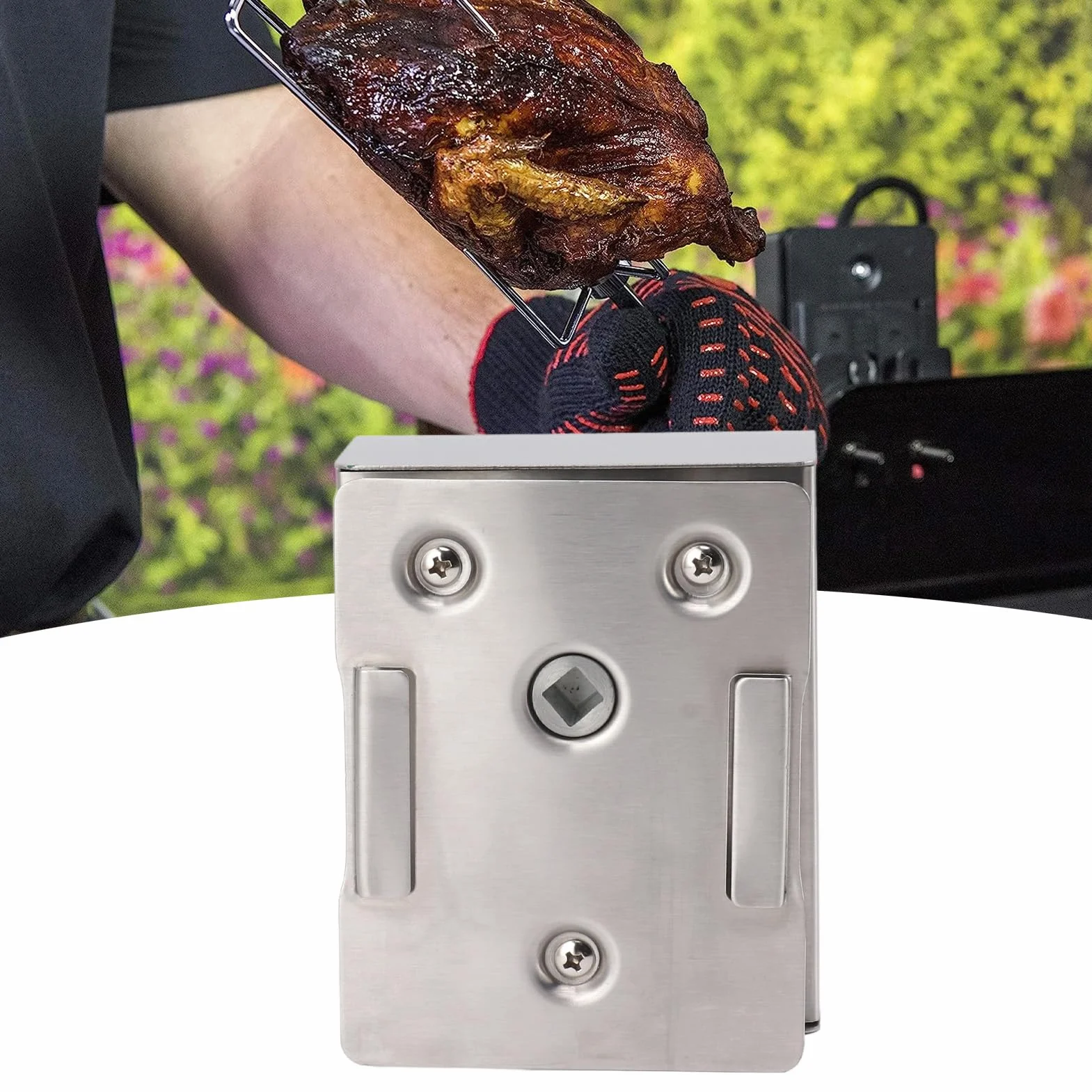 Silnik Rożna, nośność 70 Kg, Elektryczny Rożen ze Stopu Aluminium 12 V, Zestaw do Grillowania z Rożnem z Uniwersalnym Dopasowaniem do Grilli BBQ