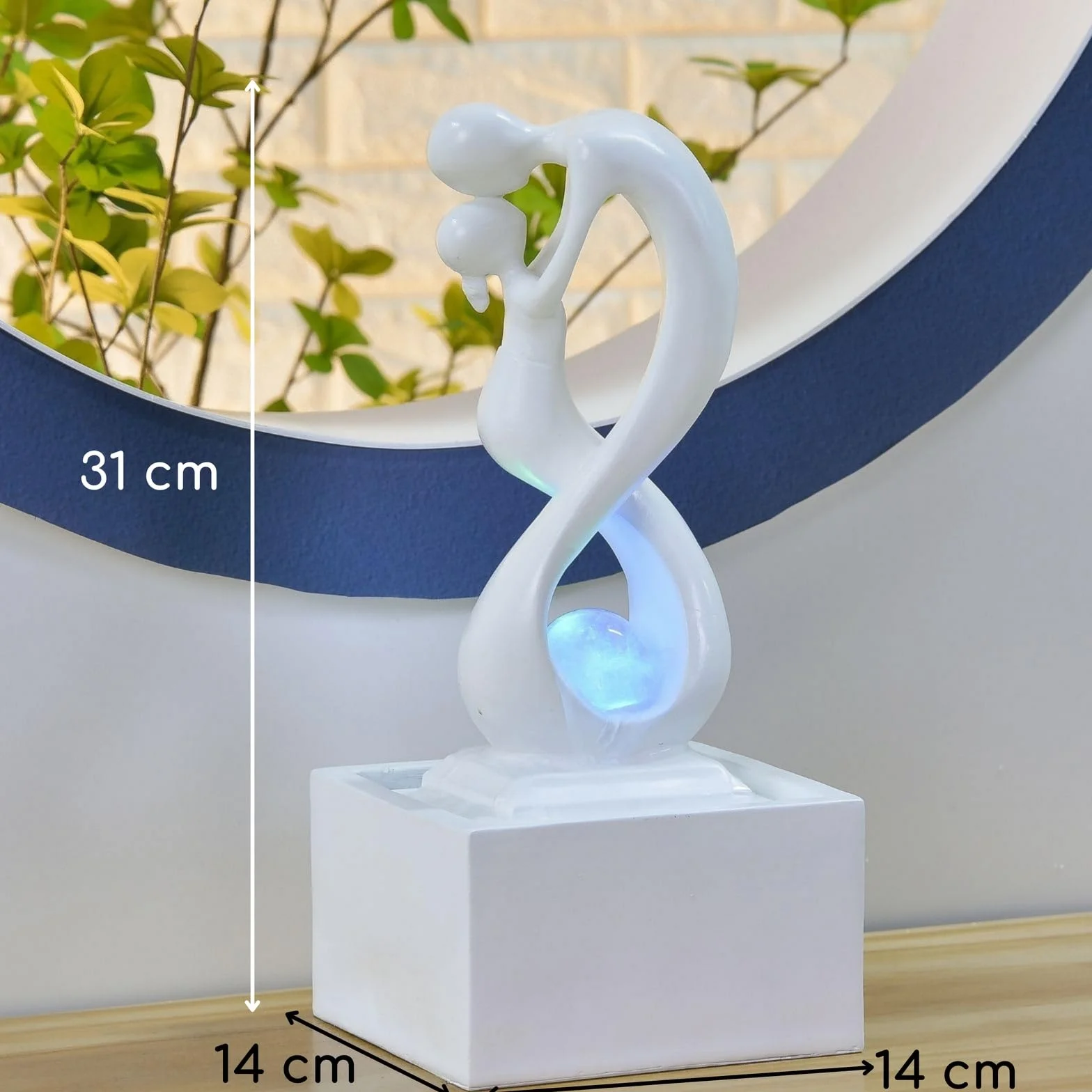 Zen'Light - Nowoczesna fontanna wewnętrzna Amor White z kolorowym światłem LED - Wystrój w stylu sztuki współczesnej, idealna medytacja i relaks - Oryginalny design Obrotowa kula zamknięta -