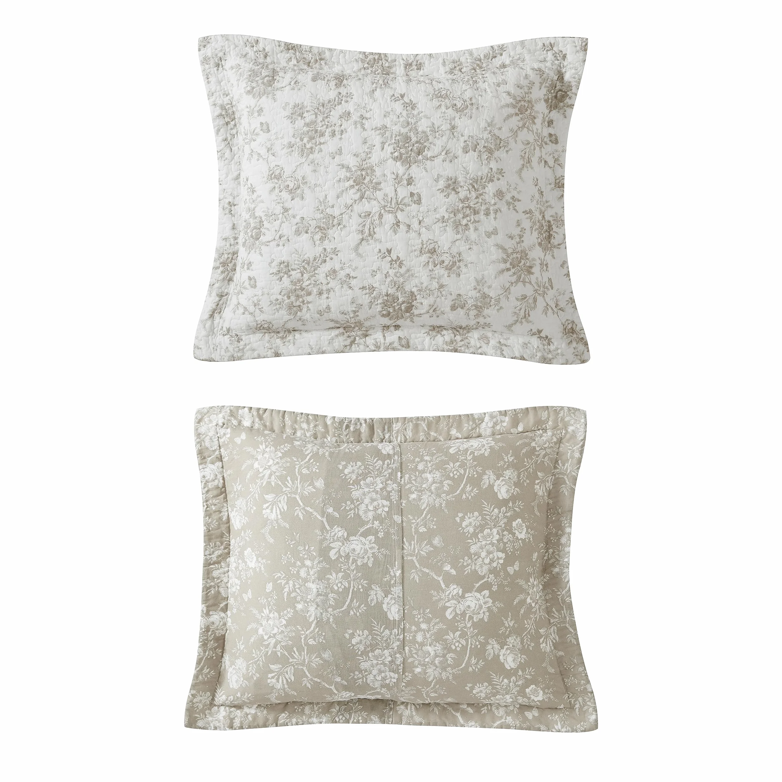 Laura Ashley Komplet pościeli w rozmiarze full/queen, dwustronna pościel bawełniana z kwiatowym wzorem i pasującymi poszewkami, wystrój domu na każdą porę roku (ogród otoczony murem, brązowa)