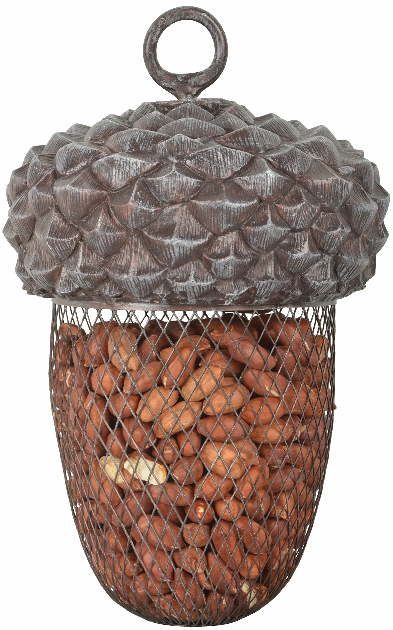Esschert Design Karmnik żołądź z żywicy poliestrowej i metalu, 14,0 x 14,0 x 22,2 cm