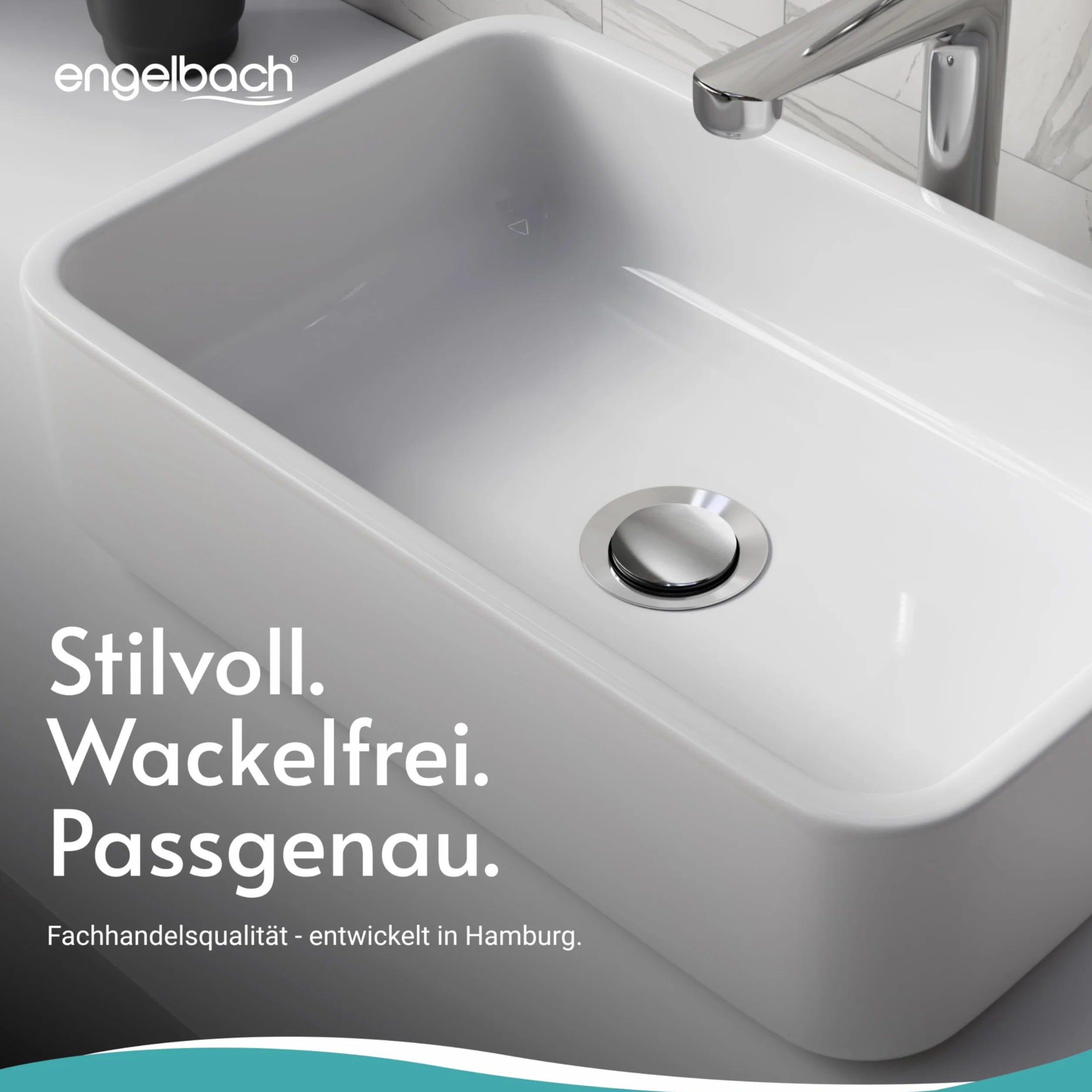 Engelbach® Korek do umywalki 40 mm uniwersalny – stabilny, nierdzewny i trwały – korek do odpływu do umywalek i bidetów z regulowaną wysokością śruby