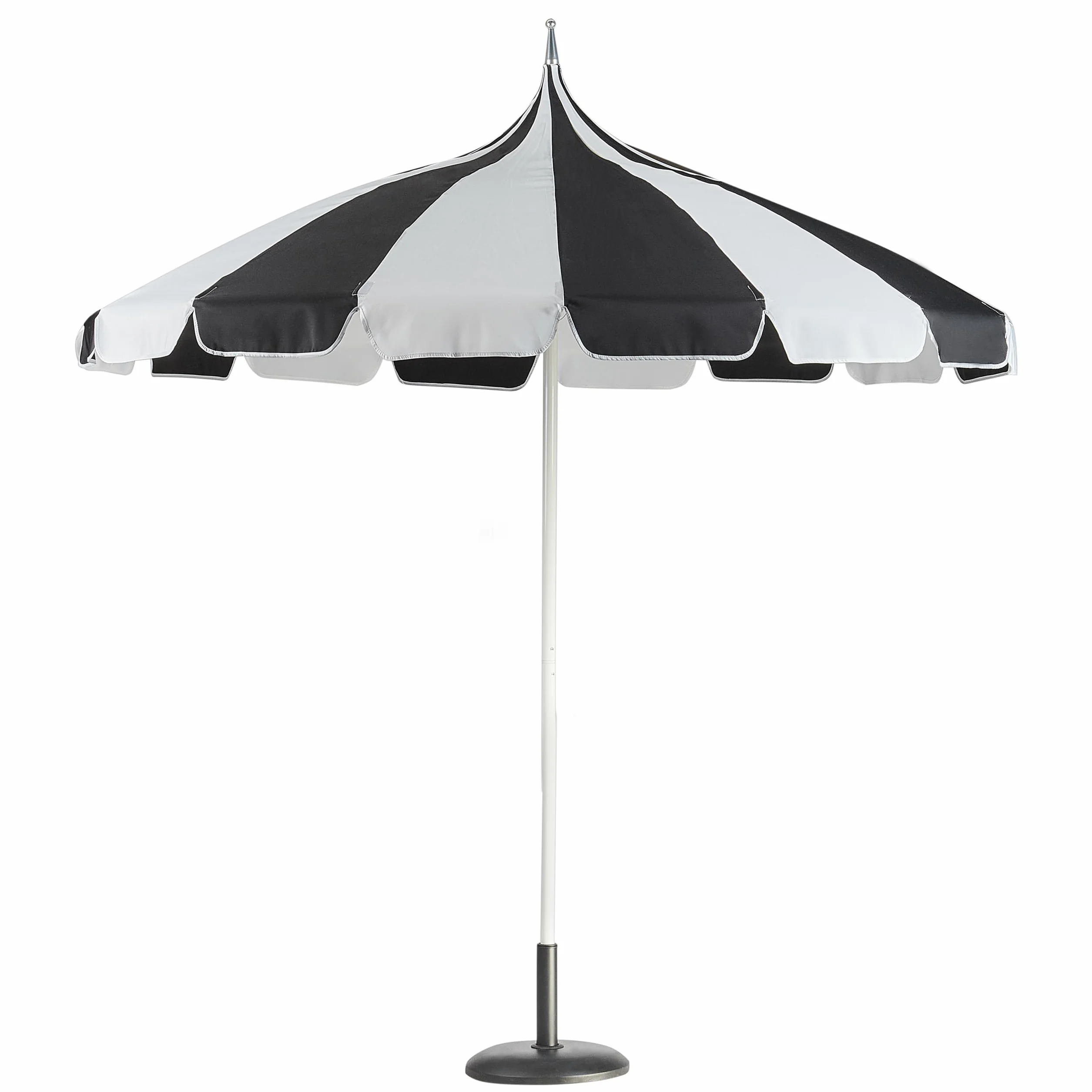 Stylowy parasol ogrodowy ⌀ 245 cm biała rura z aluminium czarno-biały materiał poliestrowy Minoa